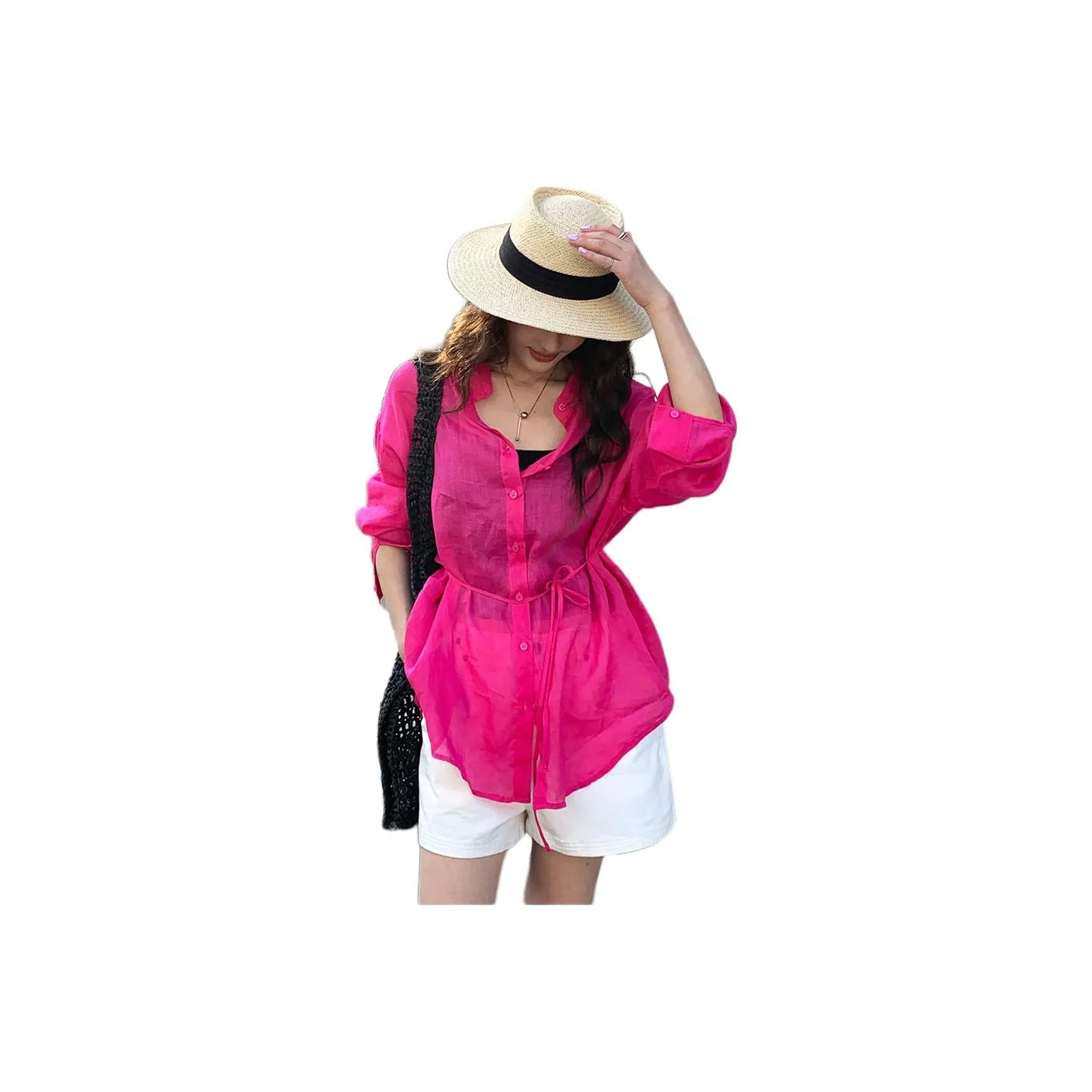 NANING 9 Красный цвет Драконий фрукт Женские Рубашки