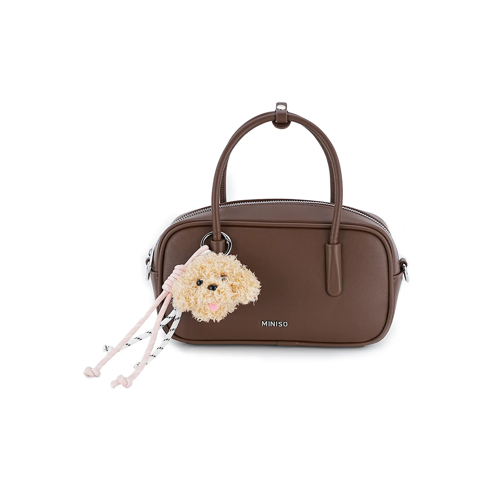 Miniso Сумка из искусственной кожи Boston Сумка через плечо Сумка Маленькая Женская Белая Коричневая