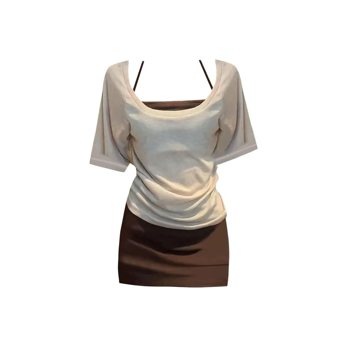 GORGEOUSIDEA Коричневый Трёхкомпонентный Комплект Женские Юбочные Комплекты