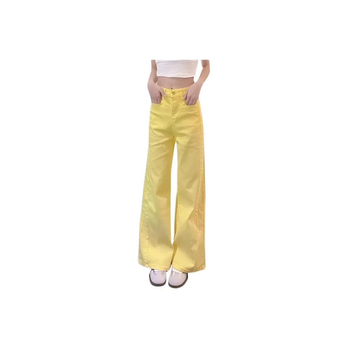 MUMUTU Бежево-желтые Женские Джинсы