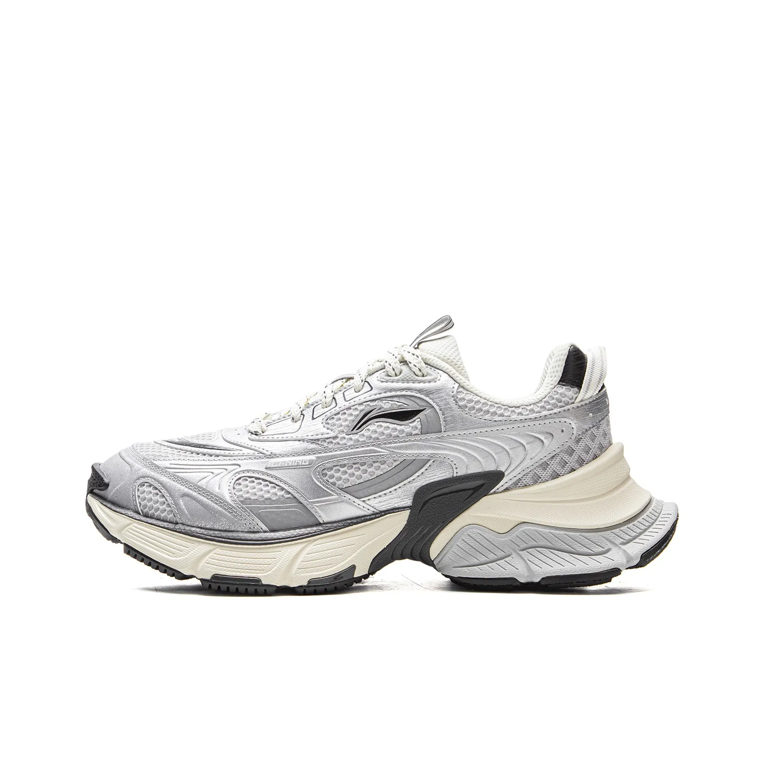 LINING Звезда Амортизация Устойчивость к износу Дышащий Низкий Топ Кроссовки для бега Мужские Серый Серебряный