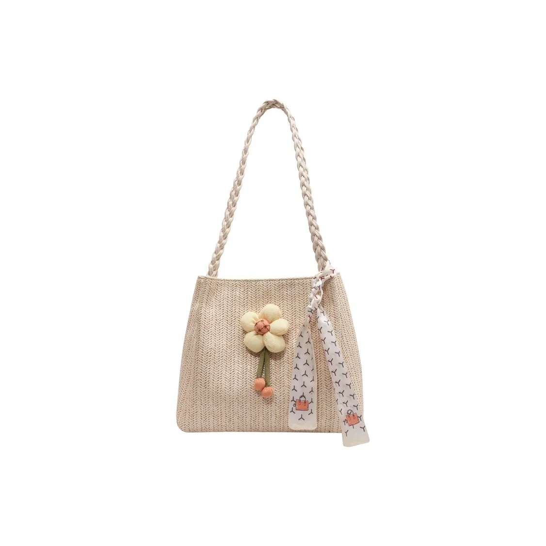 NOMK Плетеная сумка через плечо женская экрю хаки зеленый