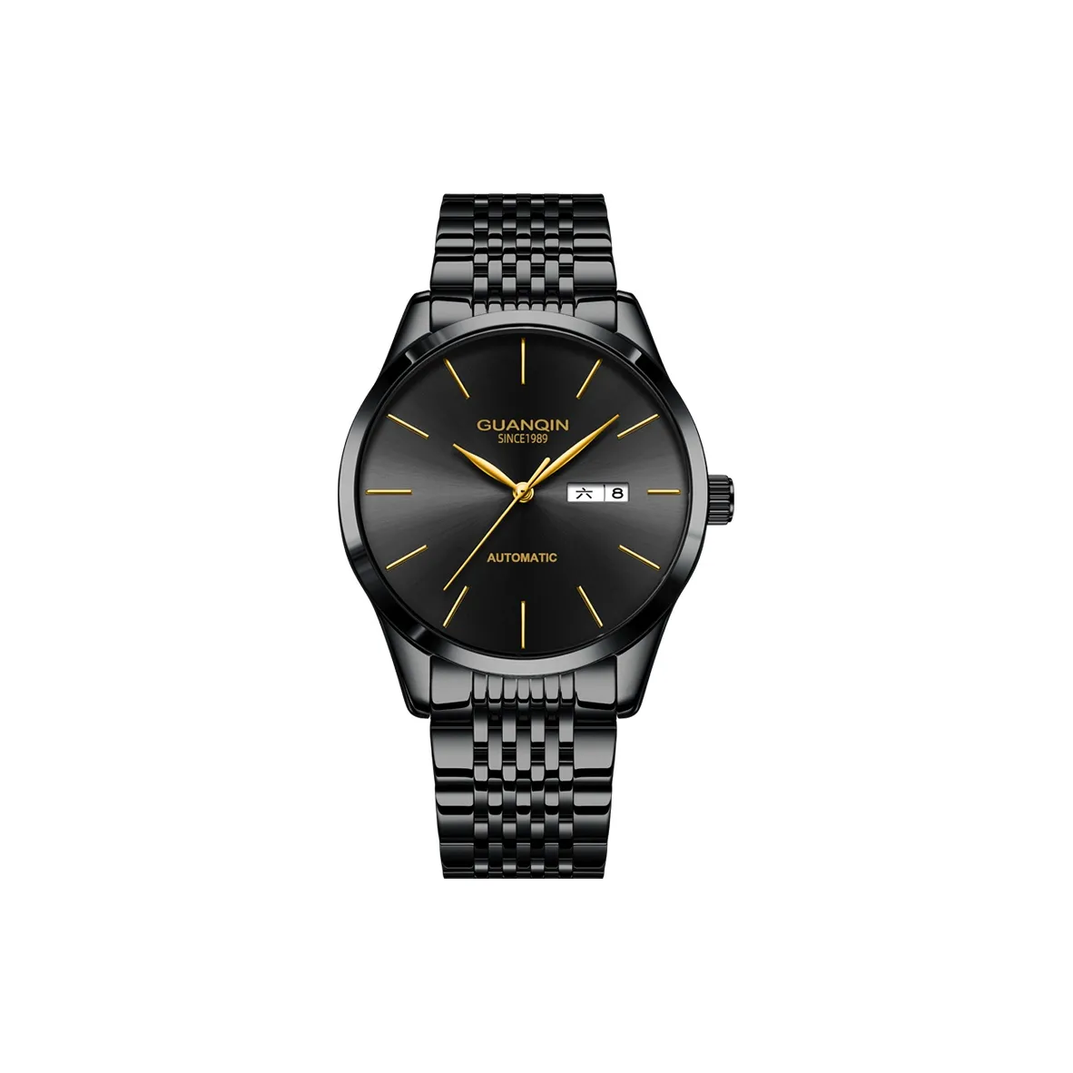 GUANQIN Minimalist Series Автоматический Механический Механизм Нержавеющая Сталь Ремешок Часы Мужские Часы Серый Циферблат