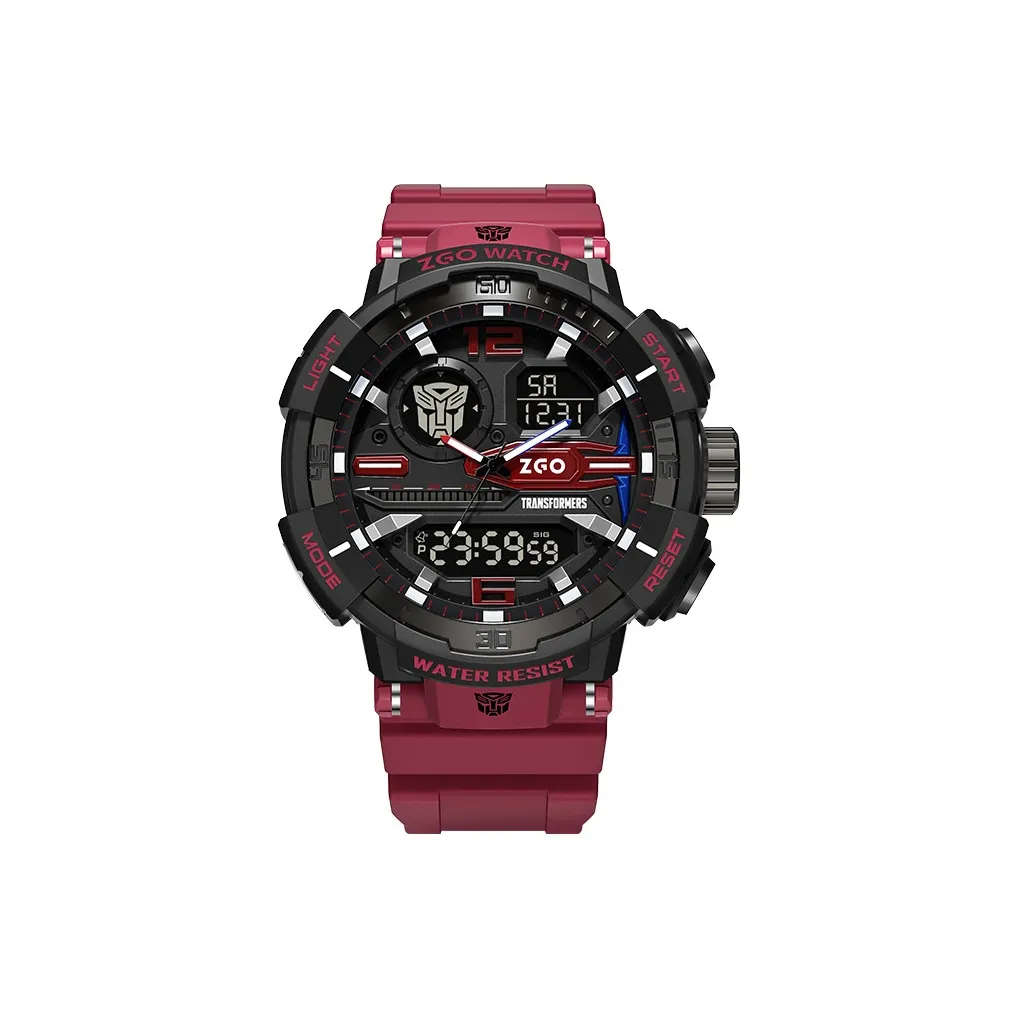 Zgo Transformers Коллаборация Лимитированная Серия Электронный + Кварцевый Механизм Резиновый Ремешок Часы Мужские Черный Циферблат