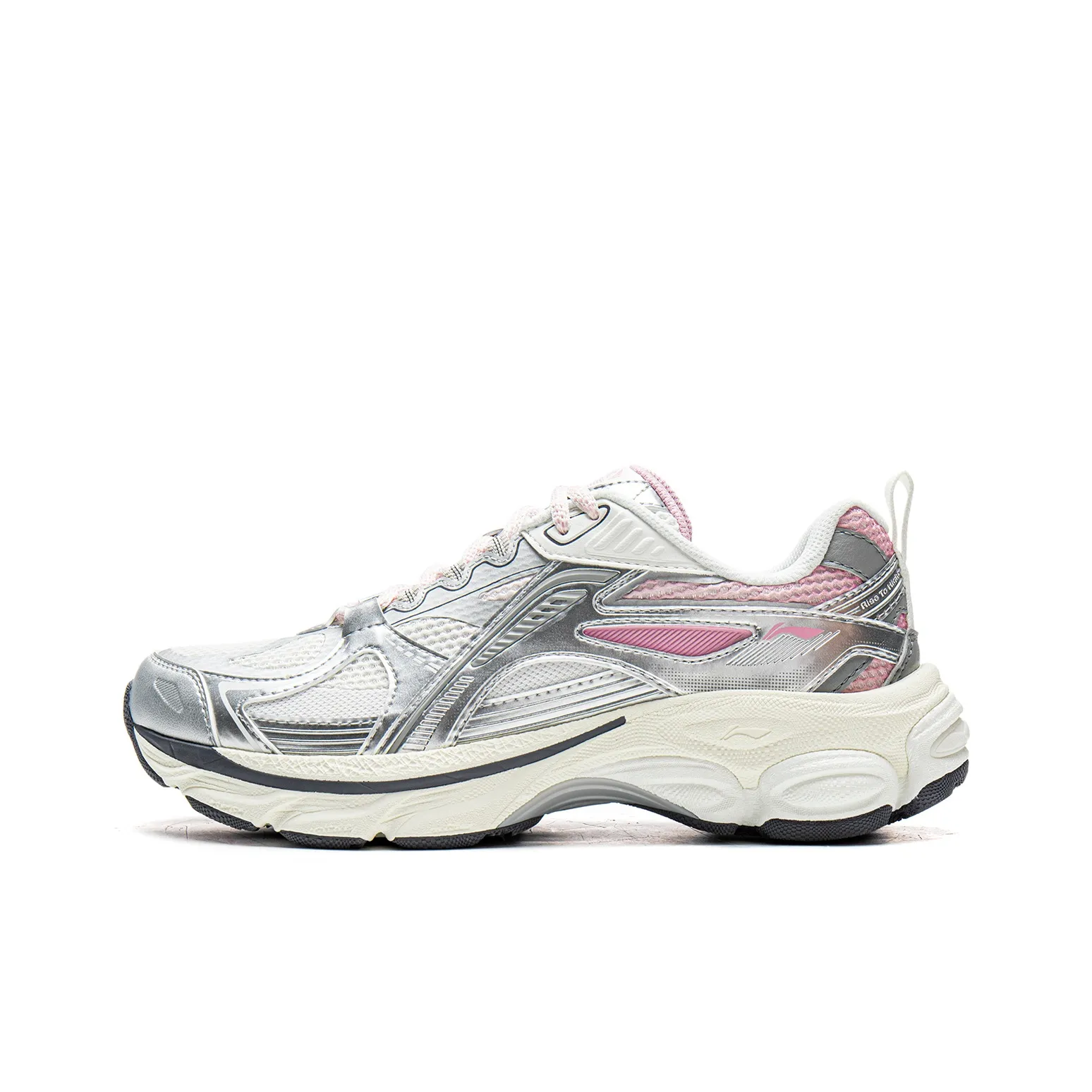 LINING Boom Support Беговые кроссовки Низкий топ Серебряный Белый Серый Женский