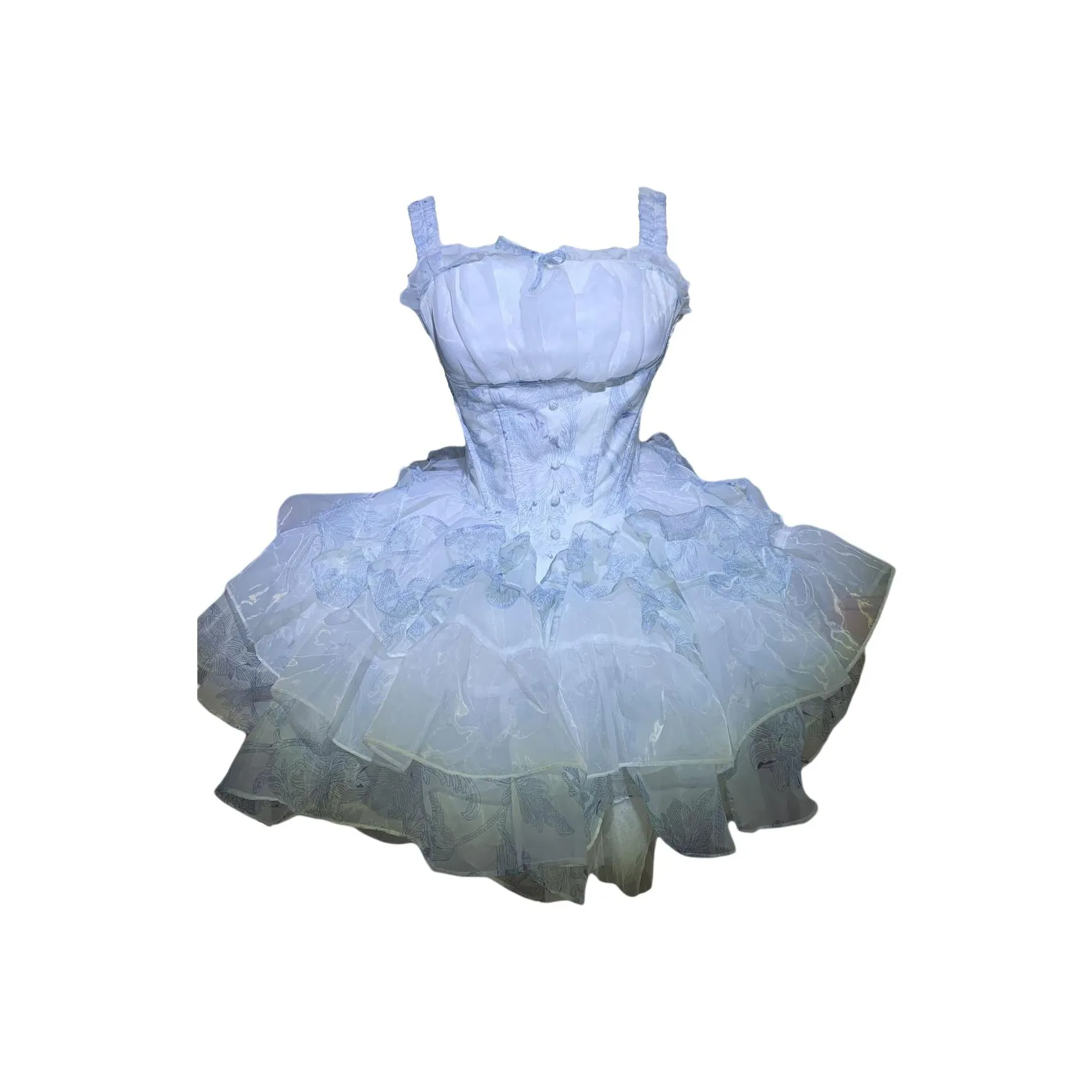 WLEQK Синий и Белый Платье Женское Лолита Платье