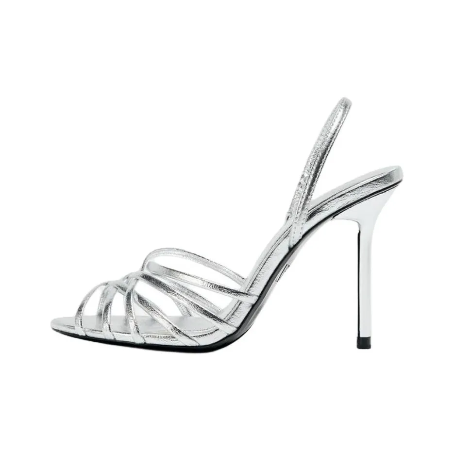 ZARA One Ремень Сандалии Женские Серебряные