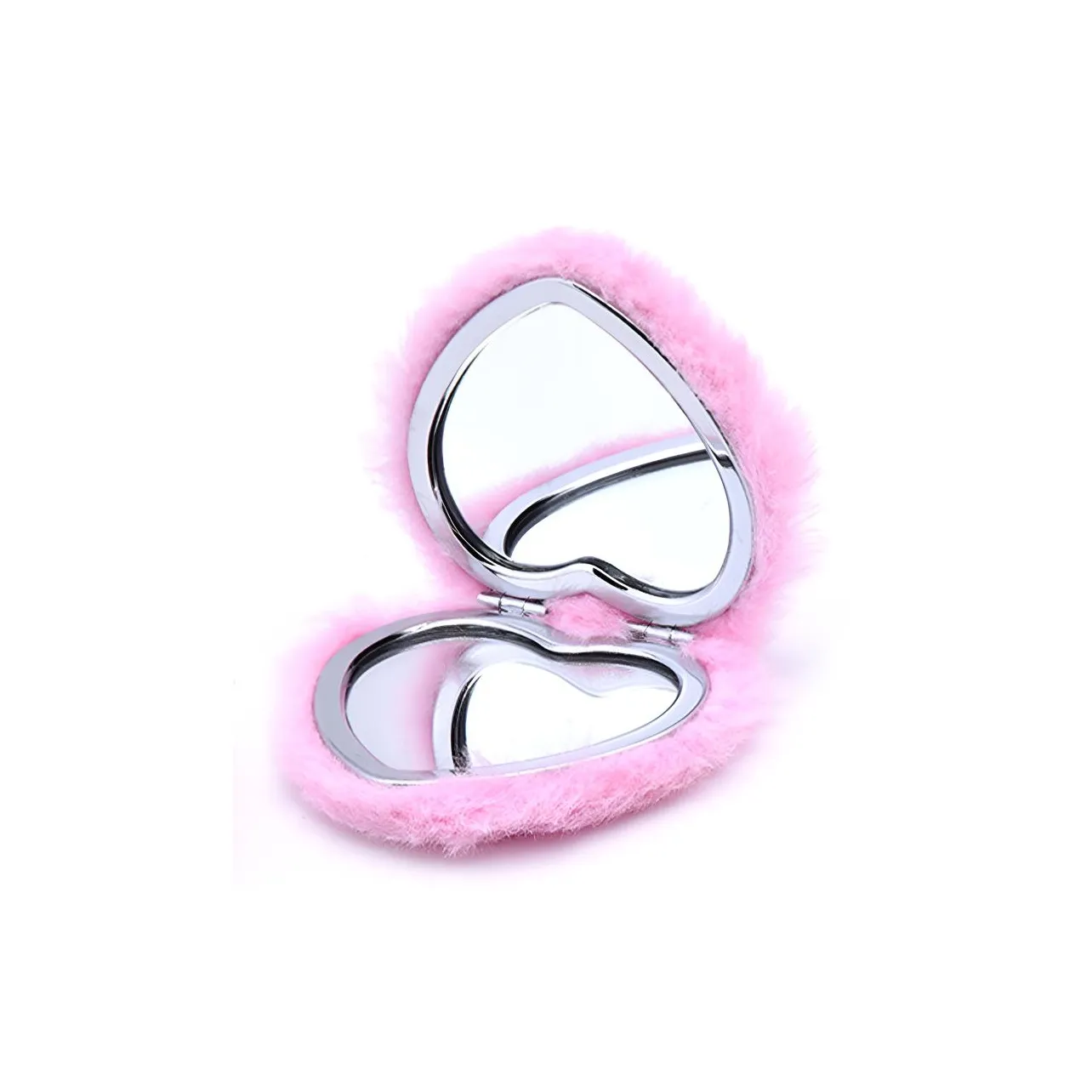 Stubborn Плюшевый Сердце Двойной Sided Складной Зеркальце с Увеличенным Сердцем и Искусственным кроличьим мехом Зеркало для макияжа MAKE UP Зеркала