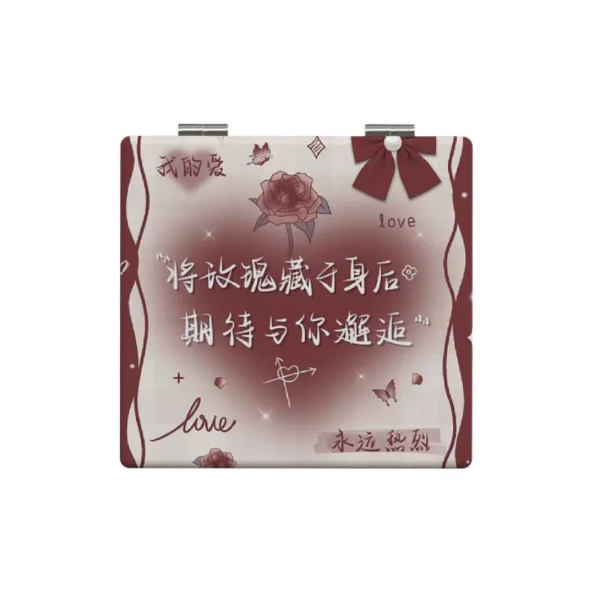 PILLOWMAN Instagram стиль Розовый Текст Макияж Зеркало Креативный Мини Портативный Складной Путешествие Зеркало Двойная сторона Зеркало