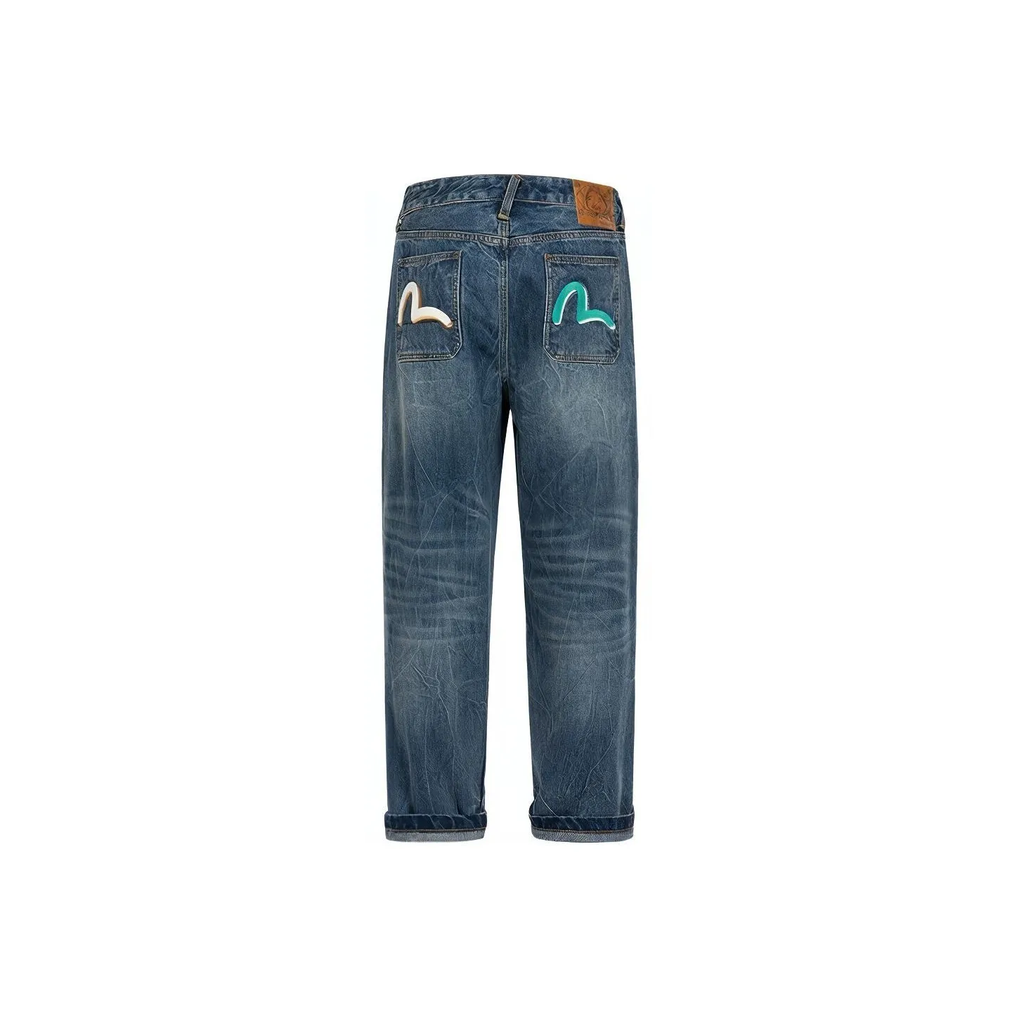 EVISU Slogan-print Tapered-leg Jeans