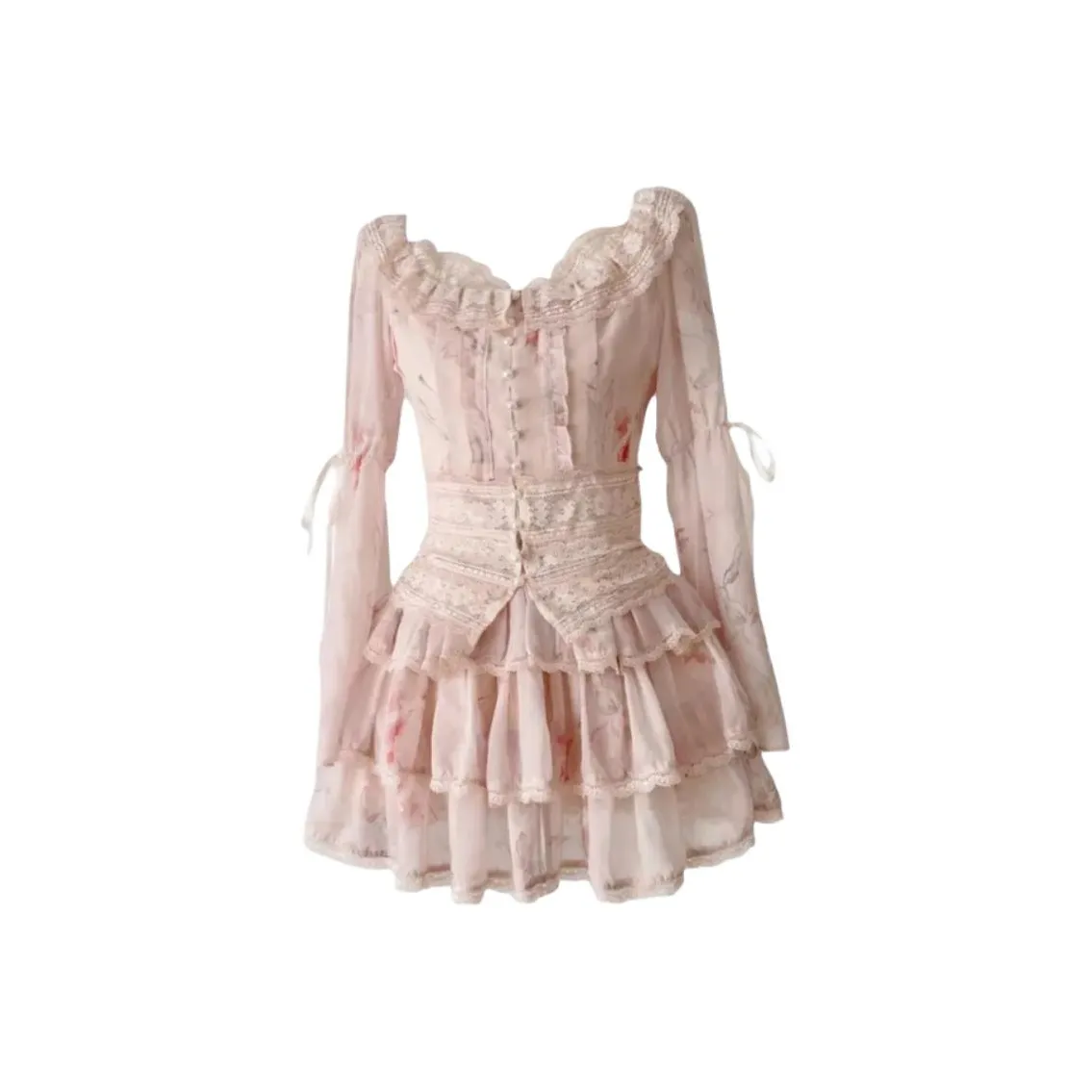 HeartyBite Цветочный Розовый Кружевной Топ+Юбка Комплект для Женщин