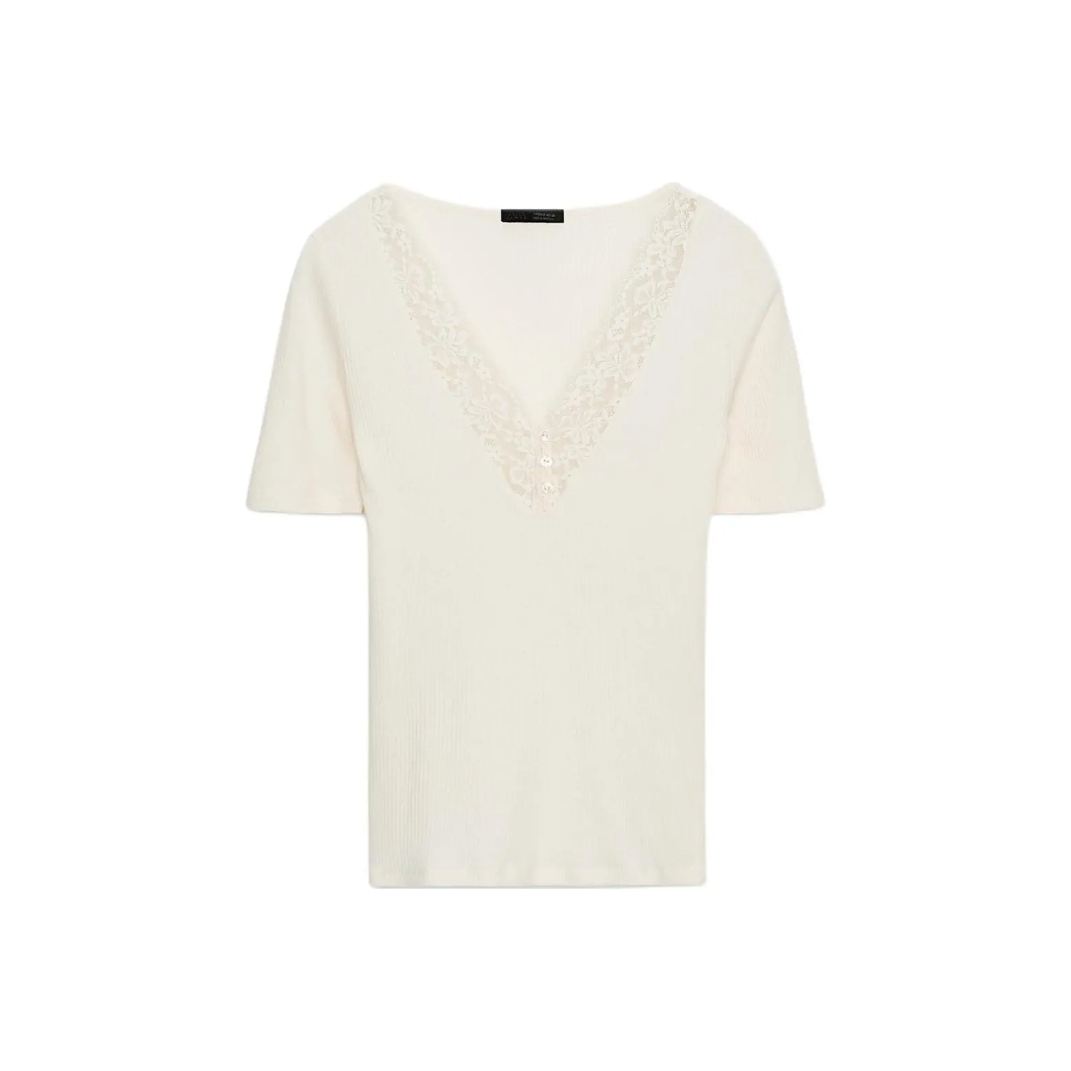 ZARA Морозный Белый Женский T-Рубашки