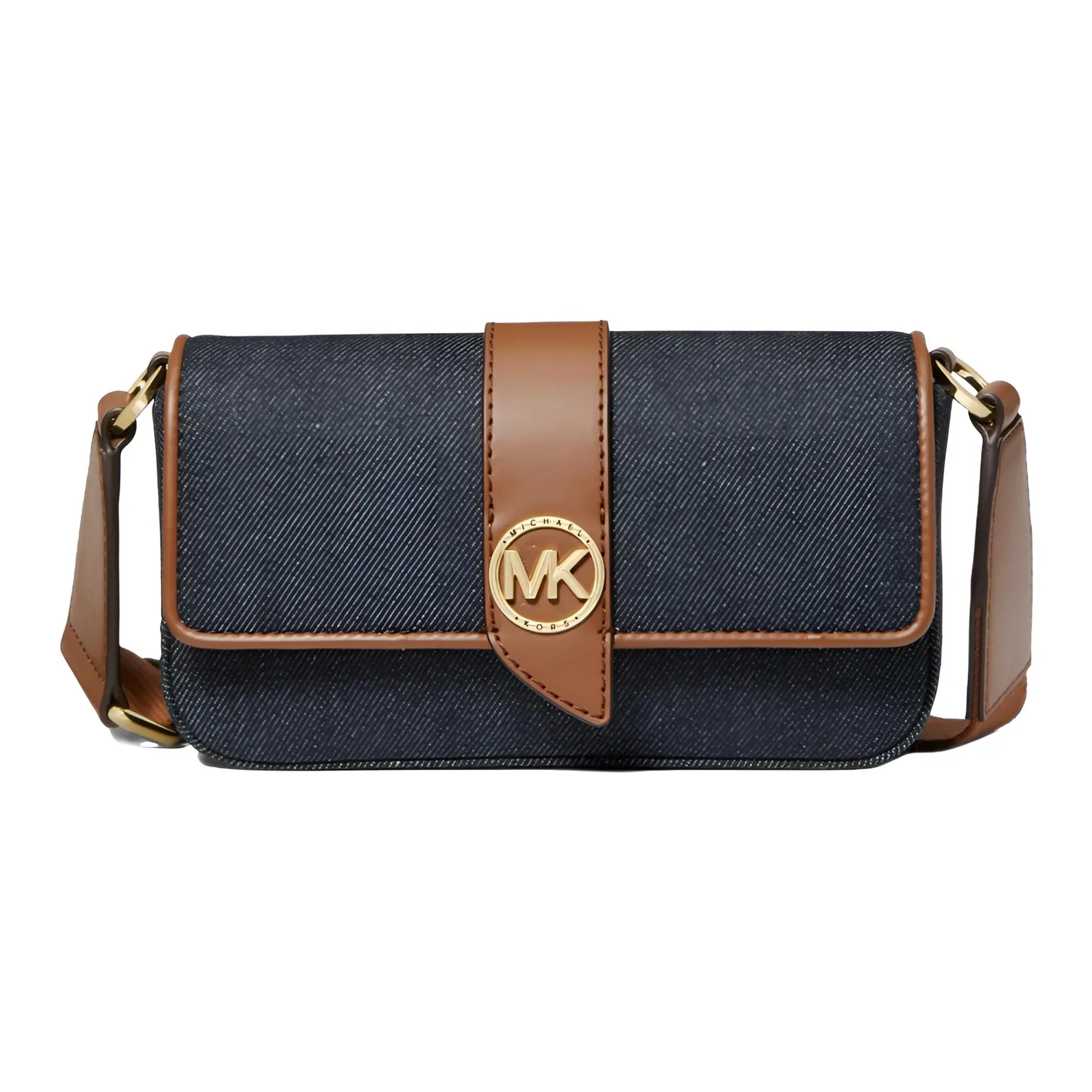 MICHAEL KORS Greenwich Fabric+Artificial Leather Shoulder Bag, Crossbody Bag Mini Women's Navy Blue