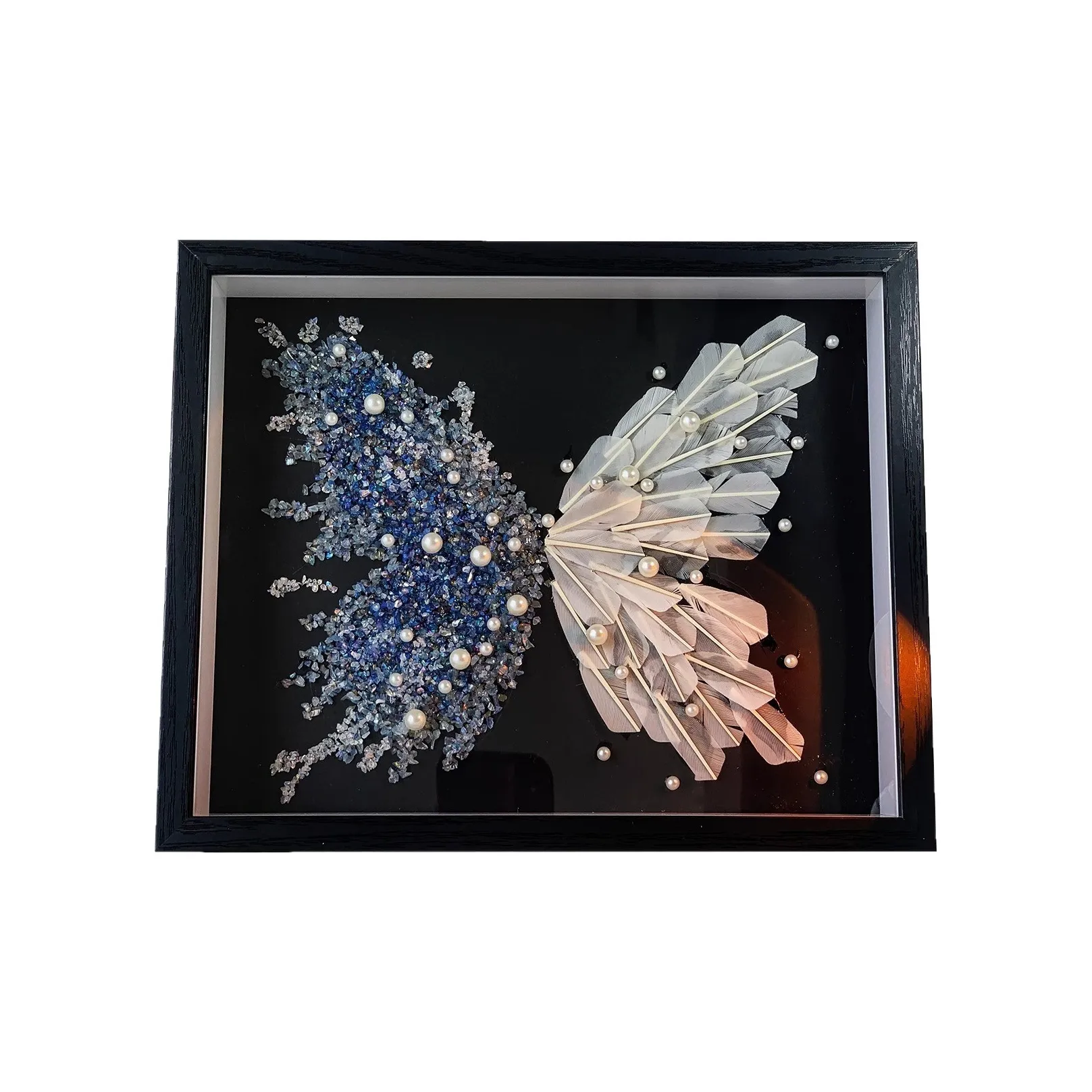 LISA Ледяной Синий Кристалл Перо Бабочка Креативный С оправой Ручная работа