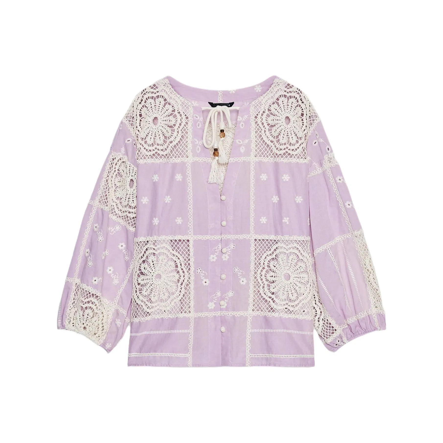 ZARA Светло-фиолетовый/Белый Женские Рубашки