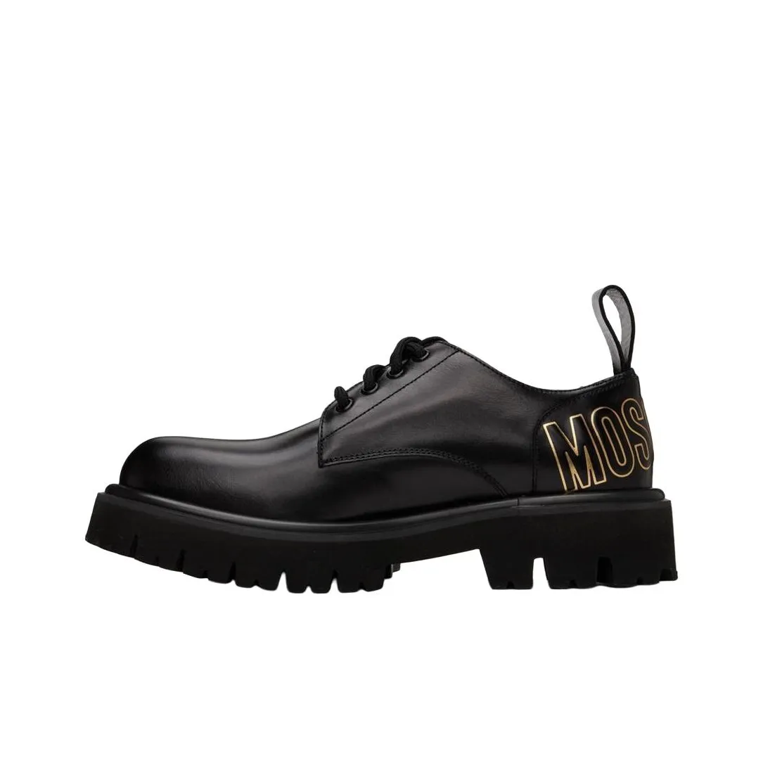 MOSCHINO Logo-print Lace-up Leather Boots