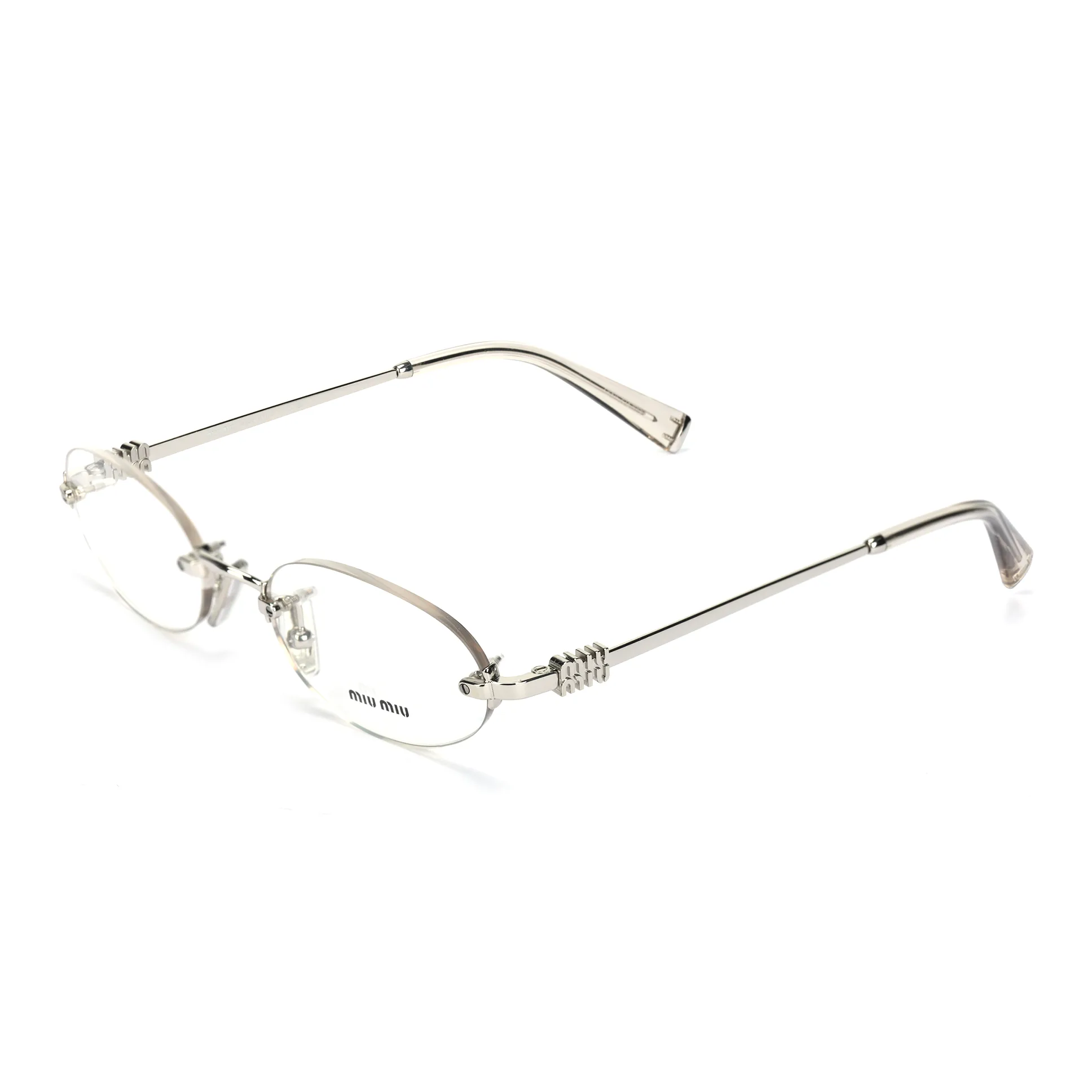 MIU MIU Сплав Овал Оправы для очков Женские Серебряные