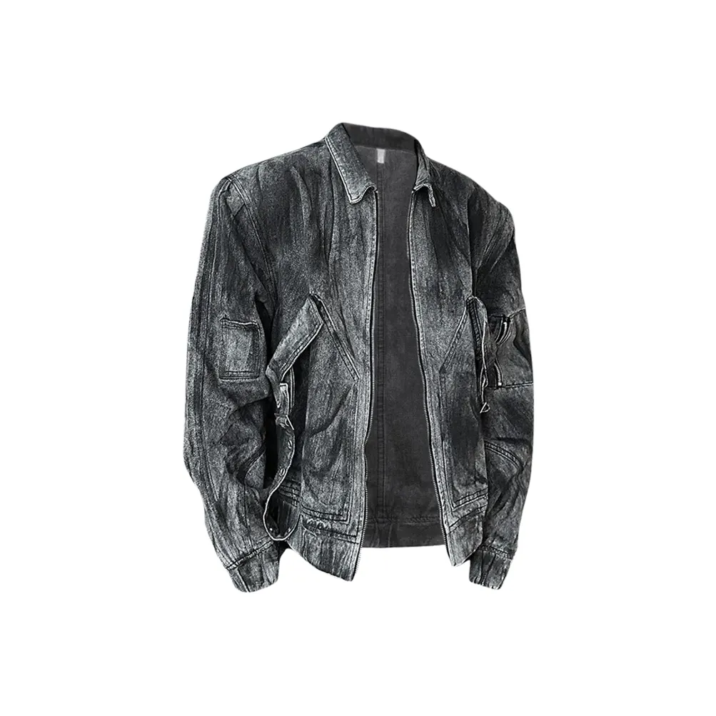 PISYPOX Черный Серый Цвет Унисекс Джинсовые Куртки