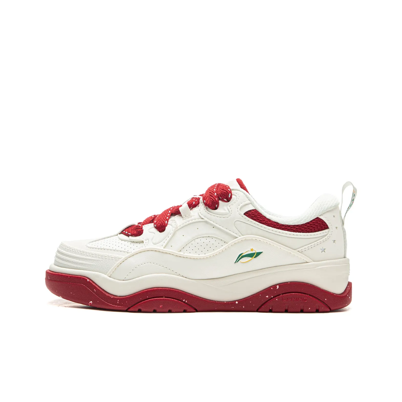 LINING Zhi Cheng 2,0 Устойчивые к истиранию Низкие кроссовки для скейтбординга с увеличенной высотой Женские Белые Красные