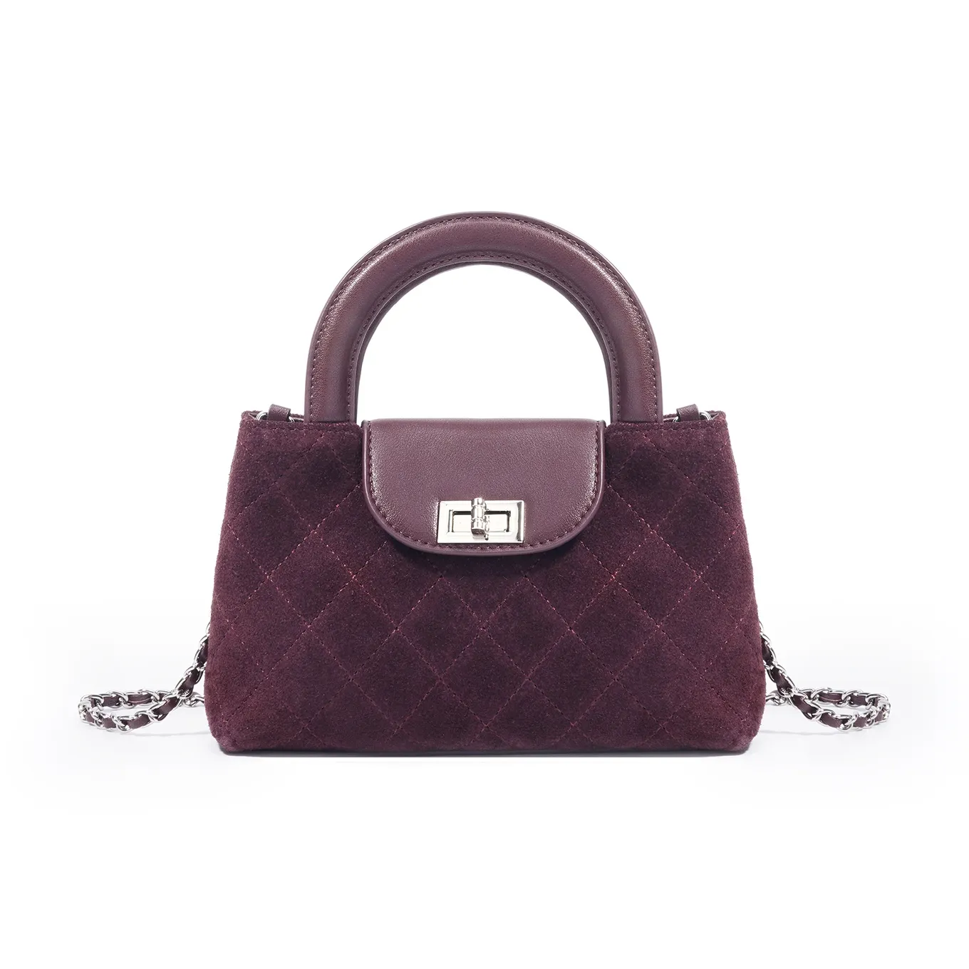 COURONNE Два слоя замша с коровьей кожей сумка через плечо сумка обычная женский кофейный темно-коричневый бордовый