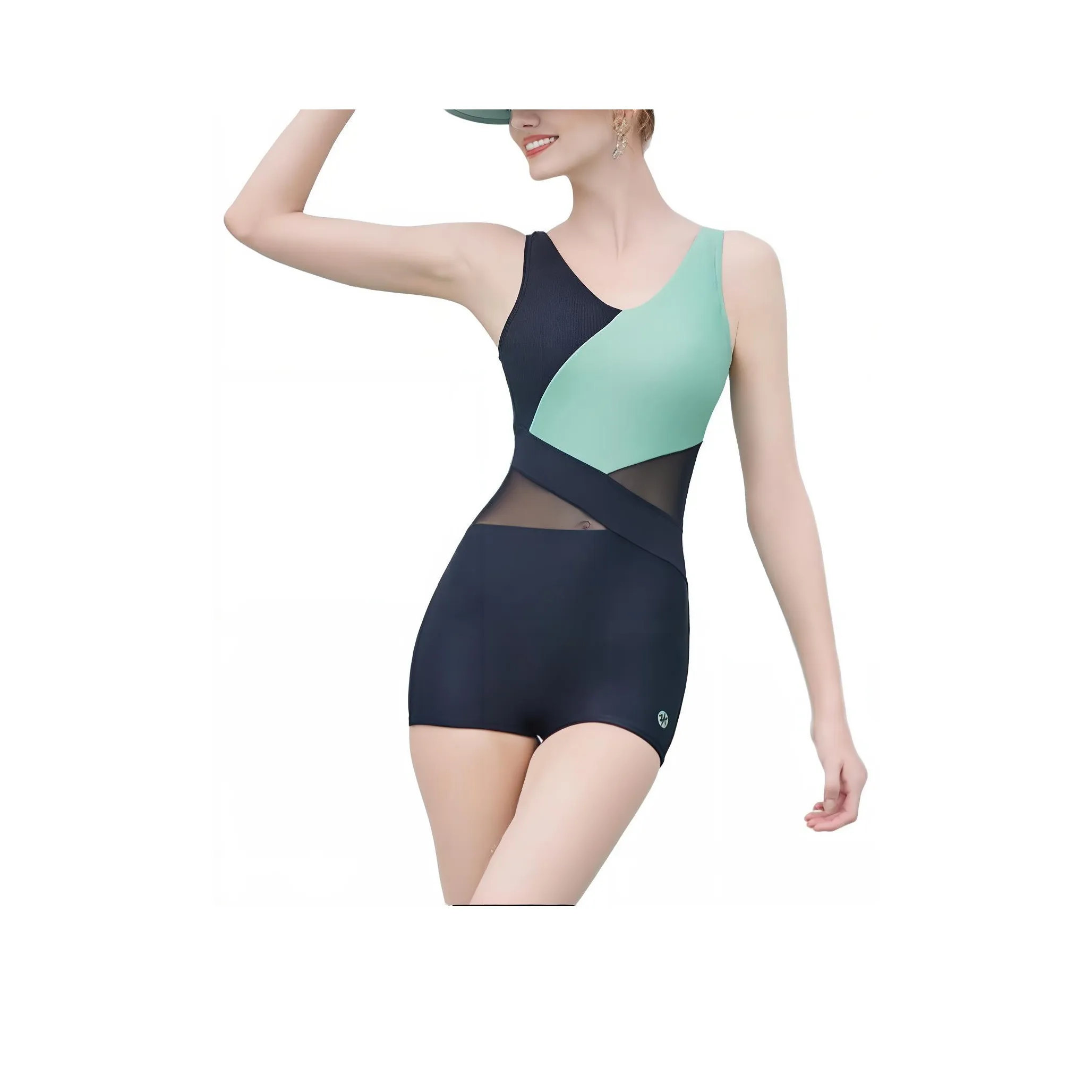 ZOKE One piece Swimsuit Women's Black Gray Green Embossed