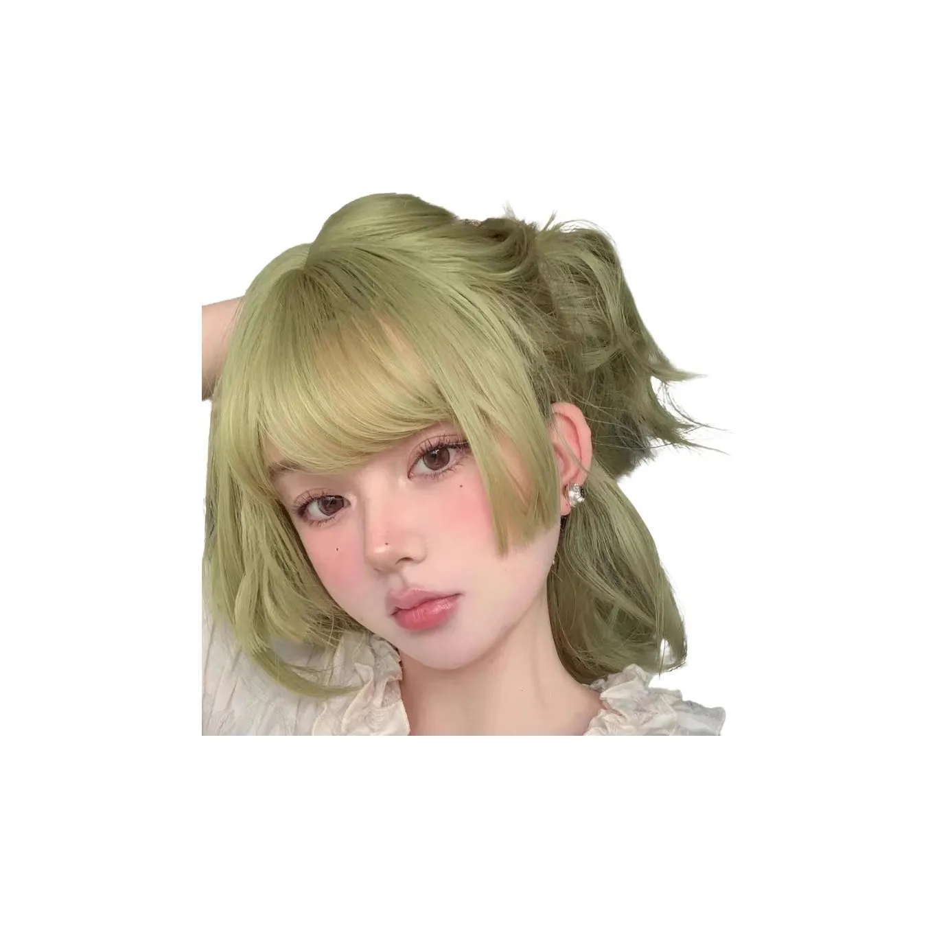 YOSEE Интернет Знаменитость Перука Средняя Длина Волосы Короткие Волосы Комикс Банки Принцесса Стрижка Неоновый Зеленый Матовый