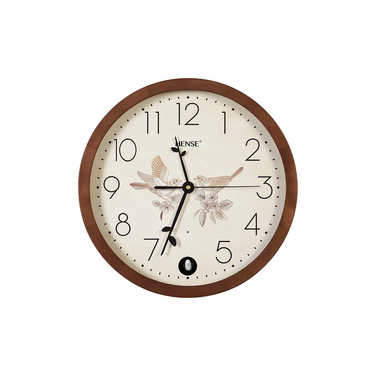 HENSE Кварцевый механизм Деревянная настенная часы Унисекс Коричневый HW425