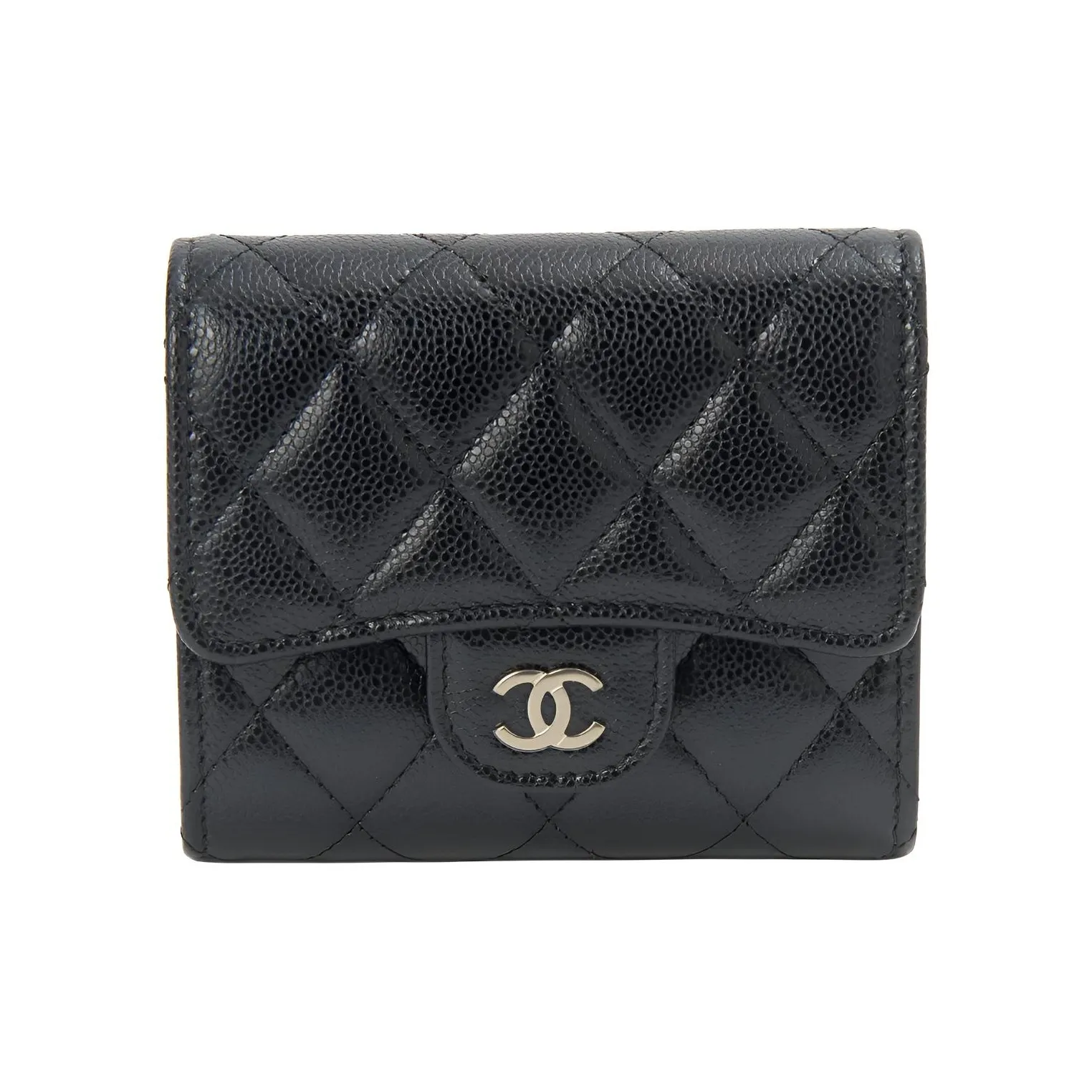 CHANEL Classic Small Flap Tri fold Wallet Black AP0229