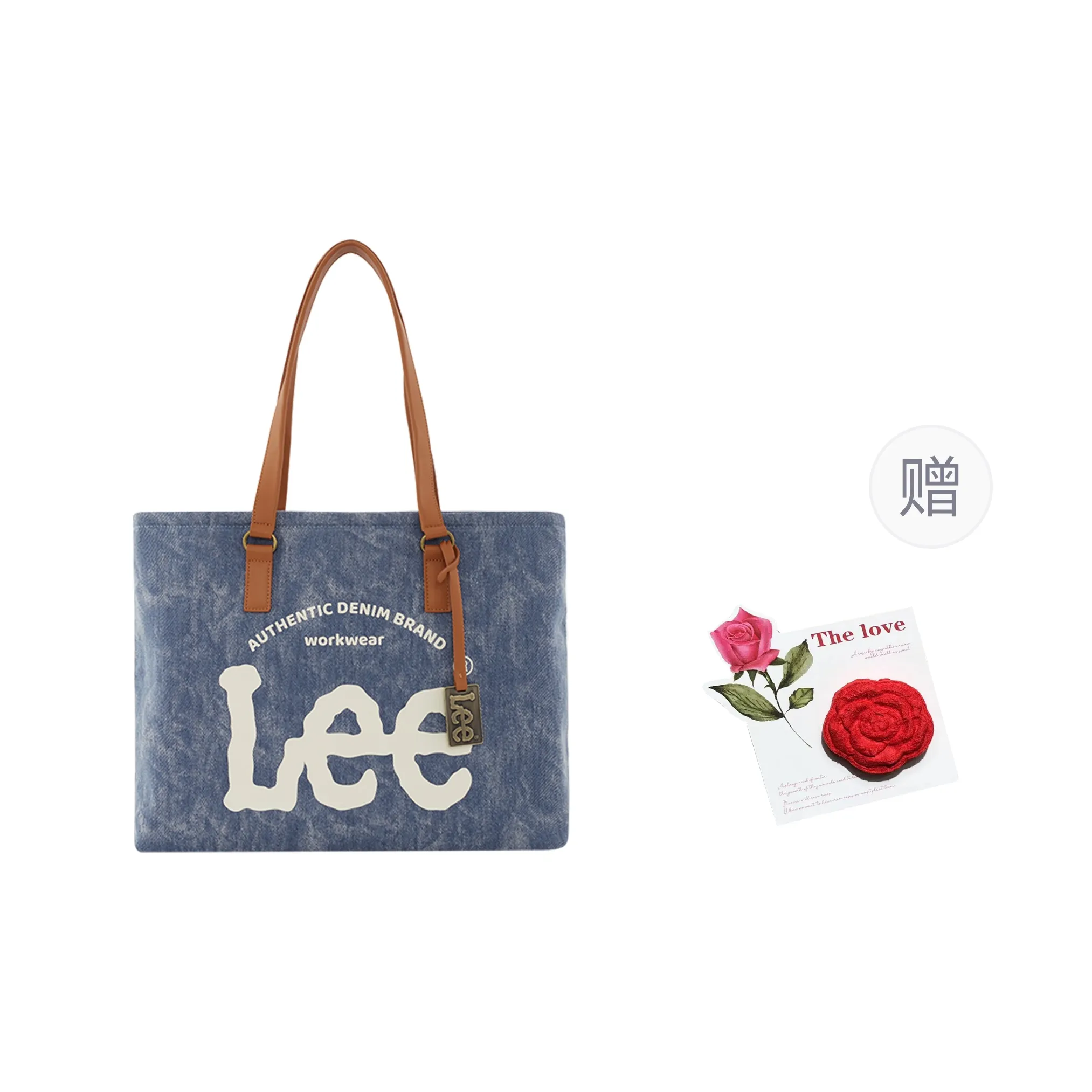 Lee Denim Bucket Bag, Tote Bag, Laptop Bag, Shopping Bag, Shoulder Bag Women's Washed Blue