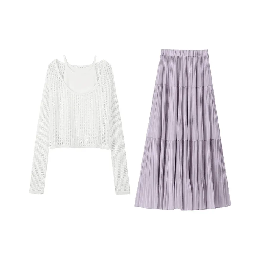 MARIE·COCO Белый топ Двухкомпонентный комплект + Юбка Женские юбочные комплекты