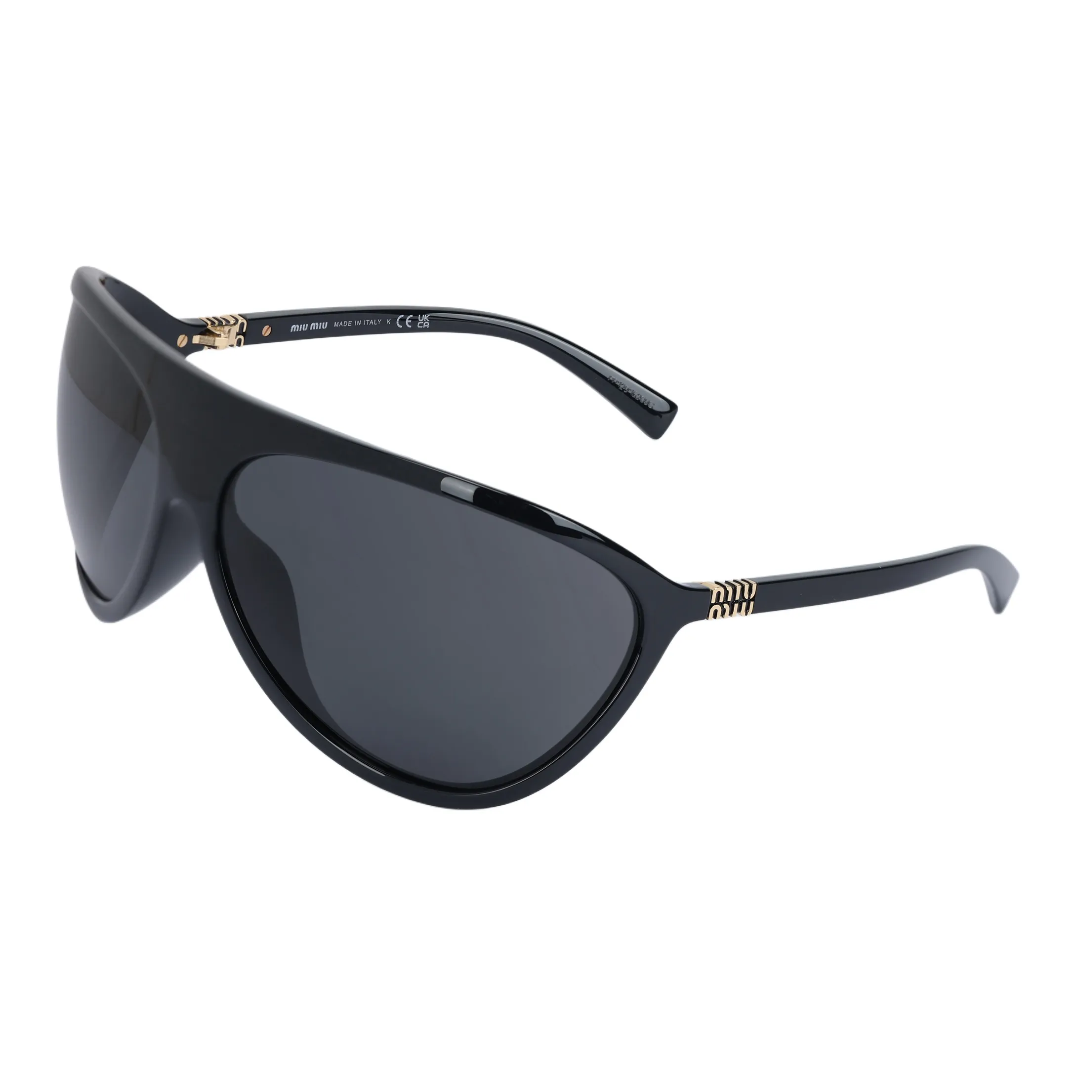 MIU MIU Ацетат Нейлон Нерегулярная форма Солнцезащитные очки Унисекс Черный