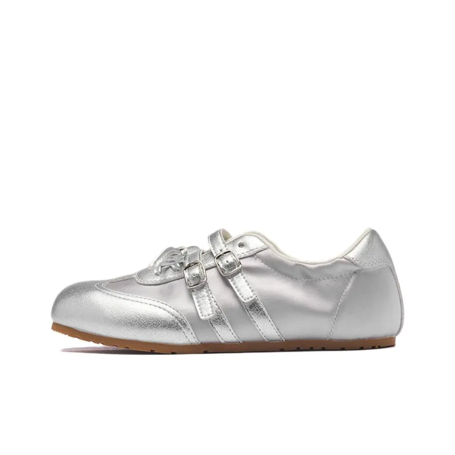 AGSDON Туфли Mary Jane с плоской подошвой 2,5 см женские серебряные