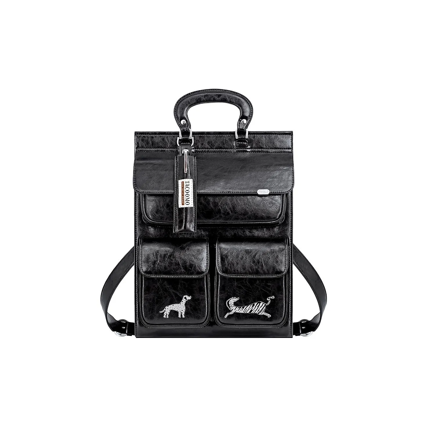 Great Dog and Black Horse Синтетическая кожа Рюкзак Большой Унисекс Темно-черный Raven