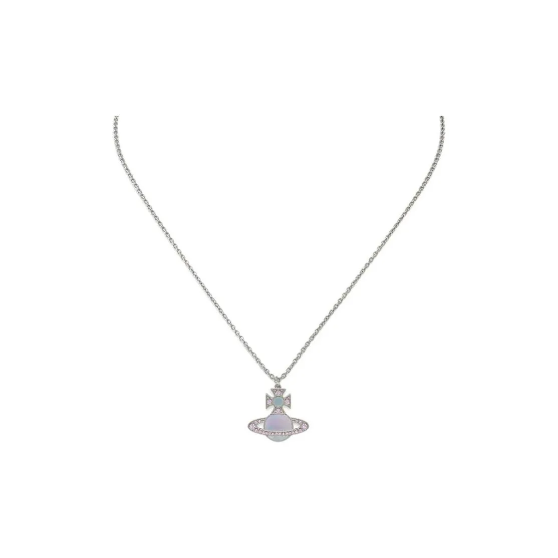 Вивьен Вествуд Латунь Saturn Стиль Ожерелье Женское Серебристый Синий