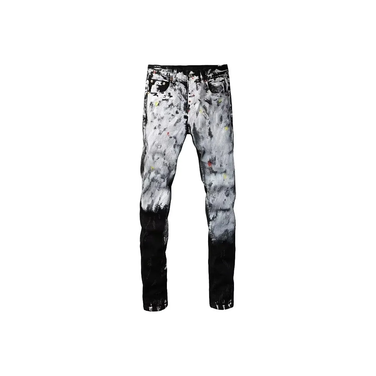 YICHEN Черный Роскошный Ink Splatter Градиентные Узкие Брюки Унисекс Джинсы