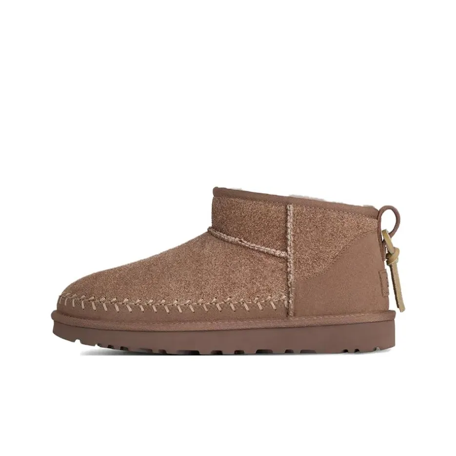 UGG CLASSIC ULTRA MINI Термостойкие ботинки для снега женские кирпично-красного цвета длина до щиколотки
