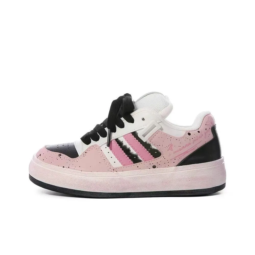 RYAW Низкий топ Скейтборд Кроссовки Женские Черный Розовый