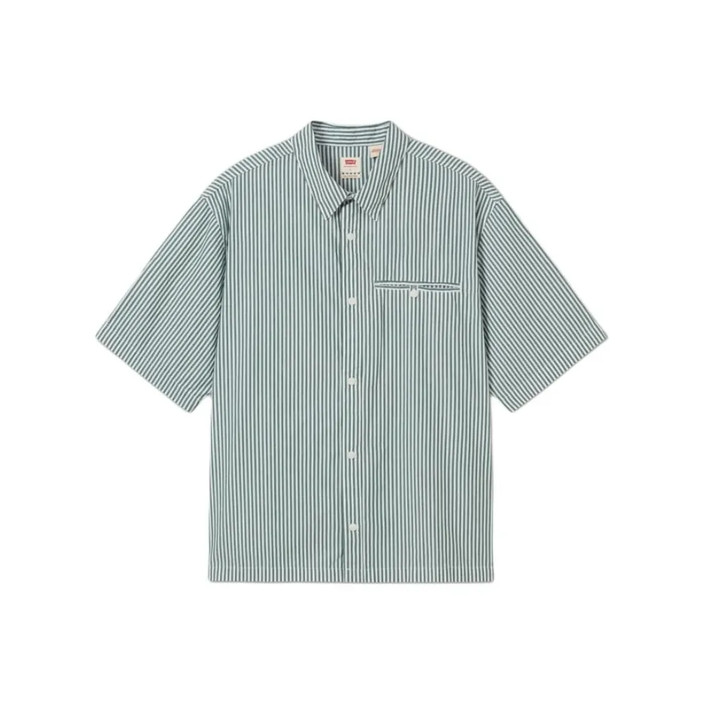 Levis Зеленый Белый Полосы Мужская Рубашка