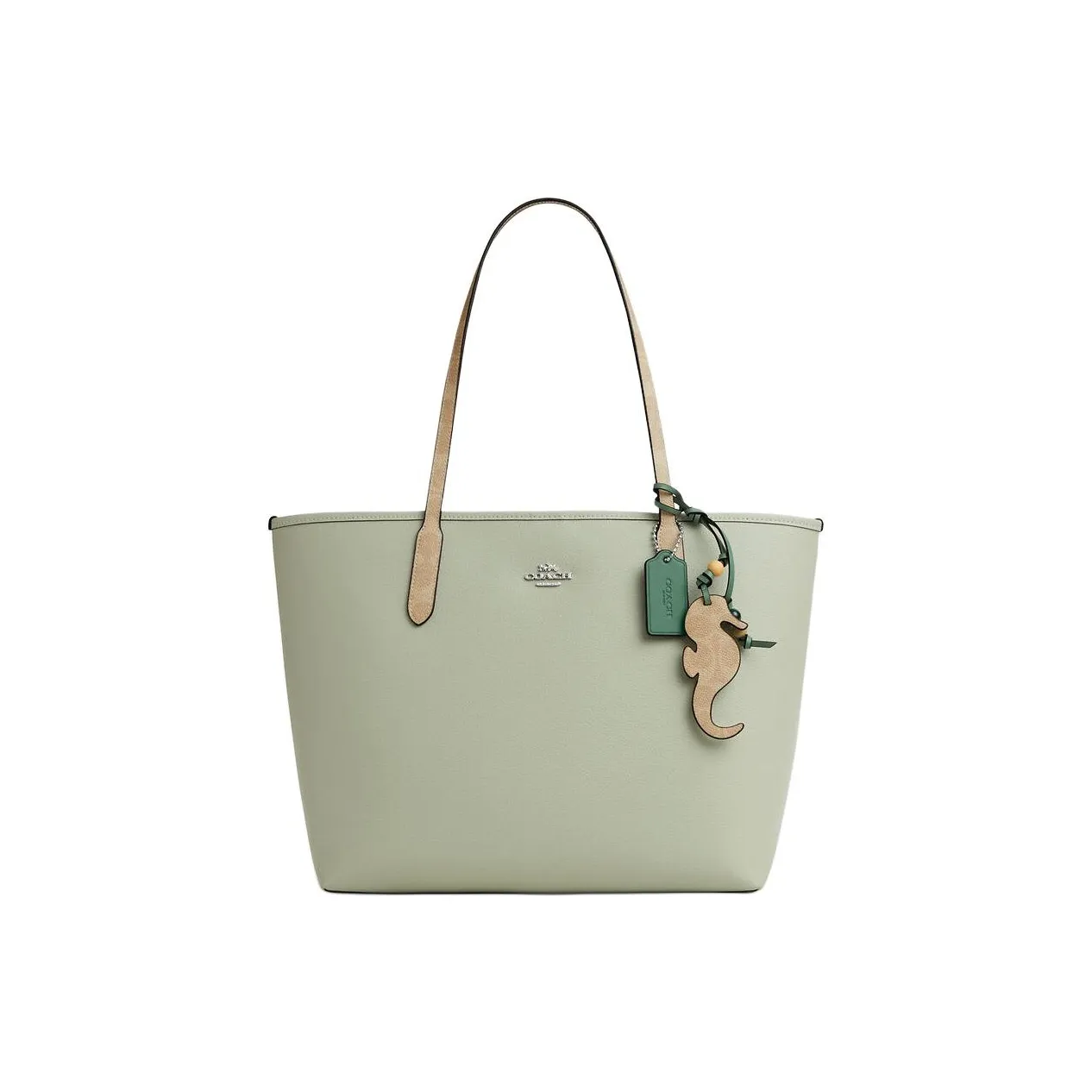 COACH Городская кожаная сумка-тоут сумка для покупок сумка через плечо большая женская светло-оливково-зеленая