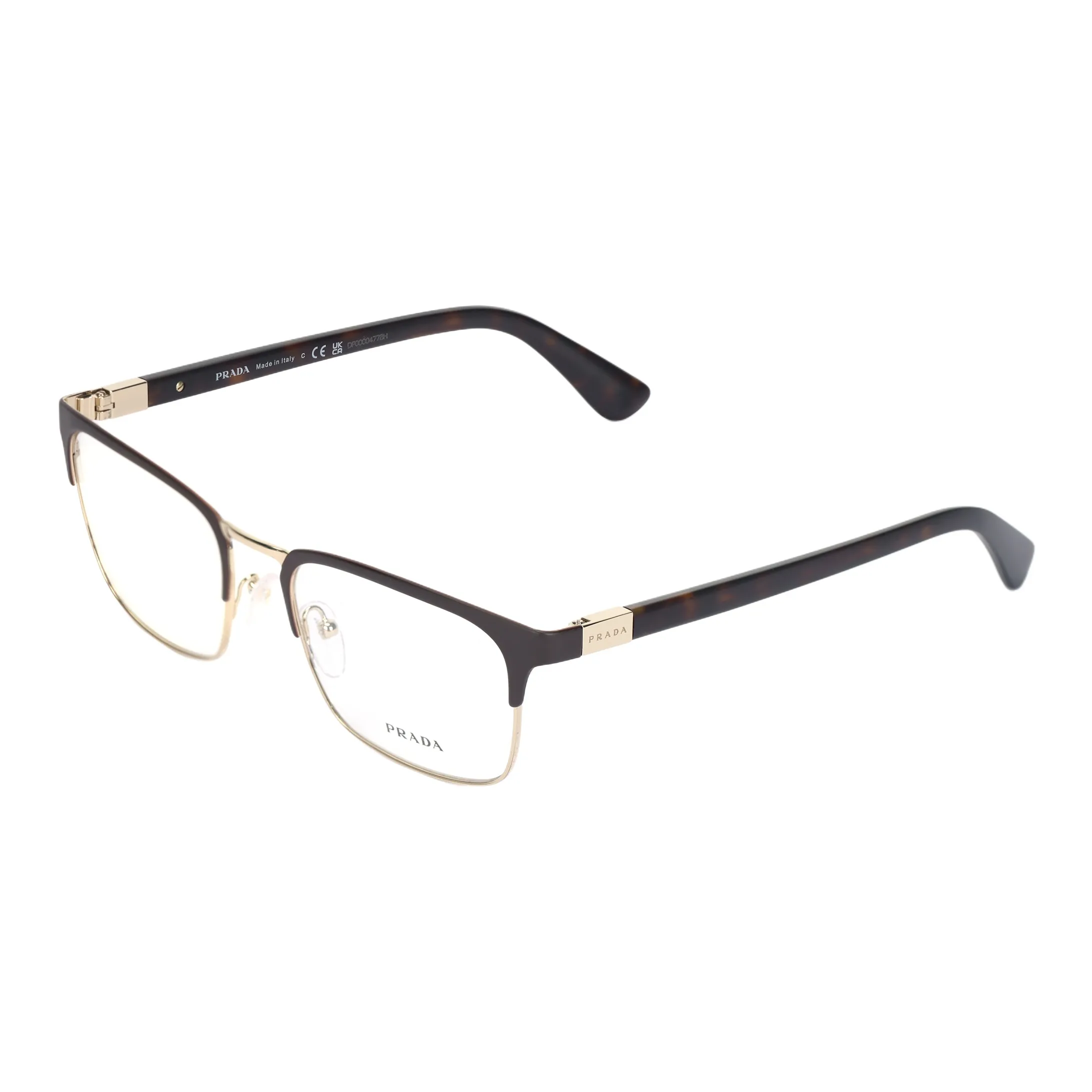 PRADA Alloy Square Optical Glasses Unisex Black Gold