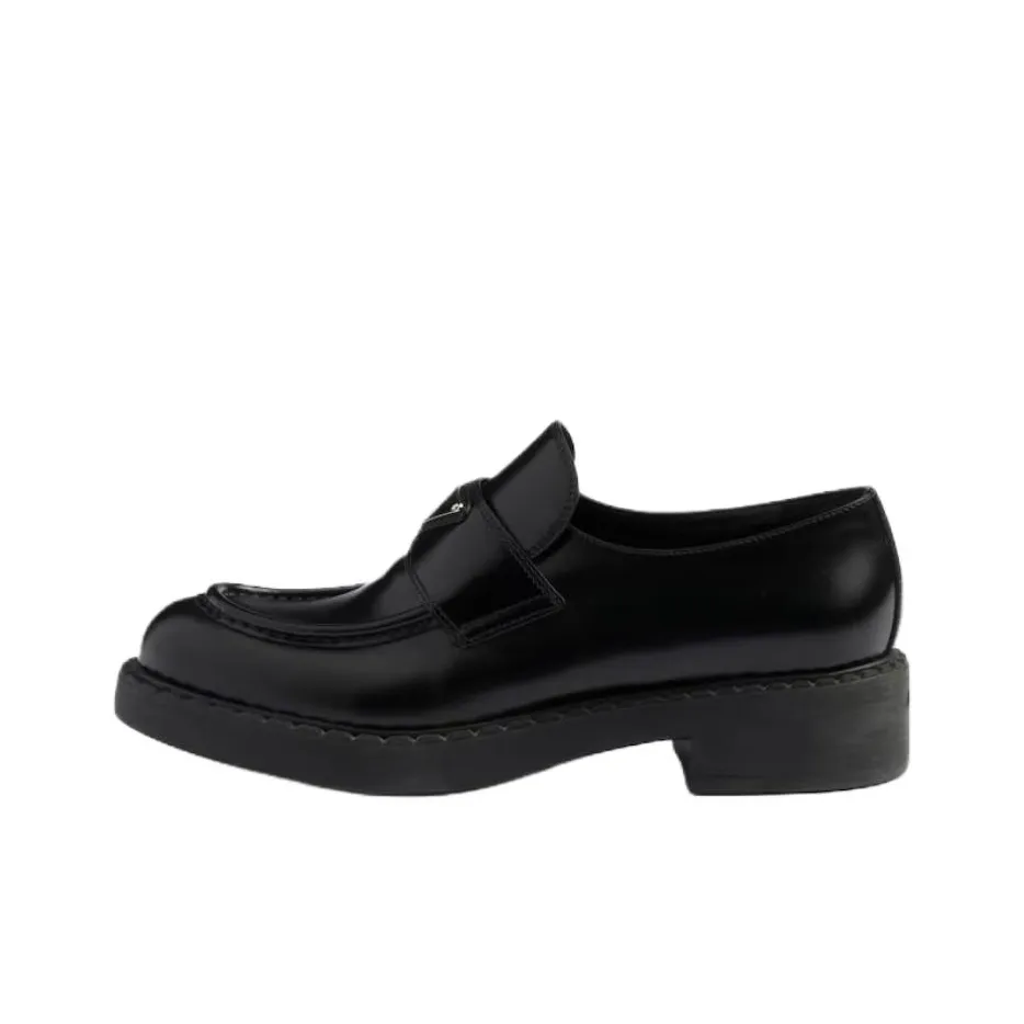 PRADA Chocolate 50mm Brushed Leather Loafer 'Black' Women's