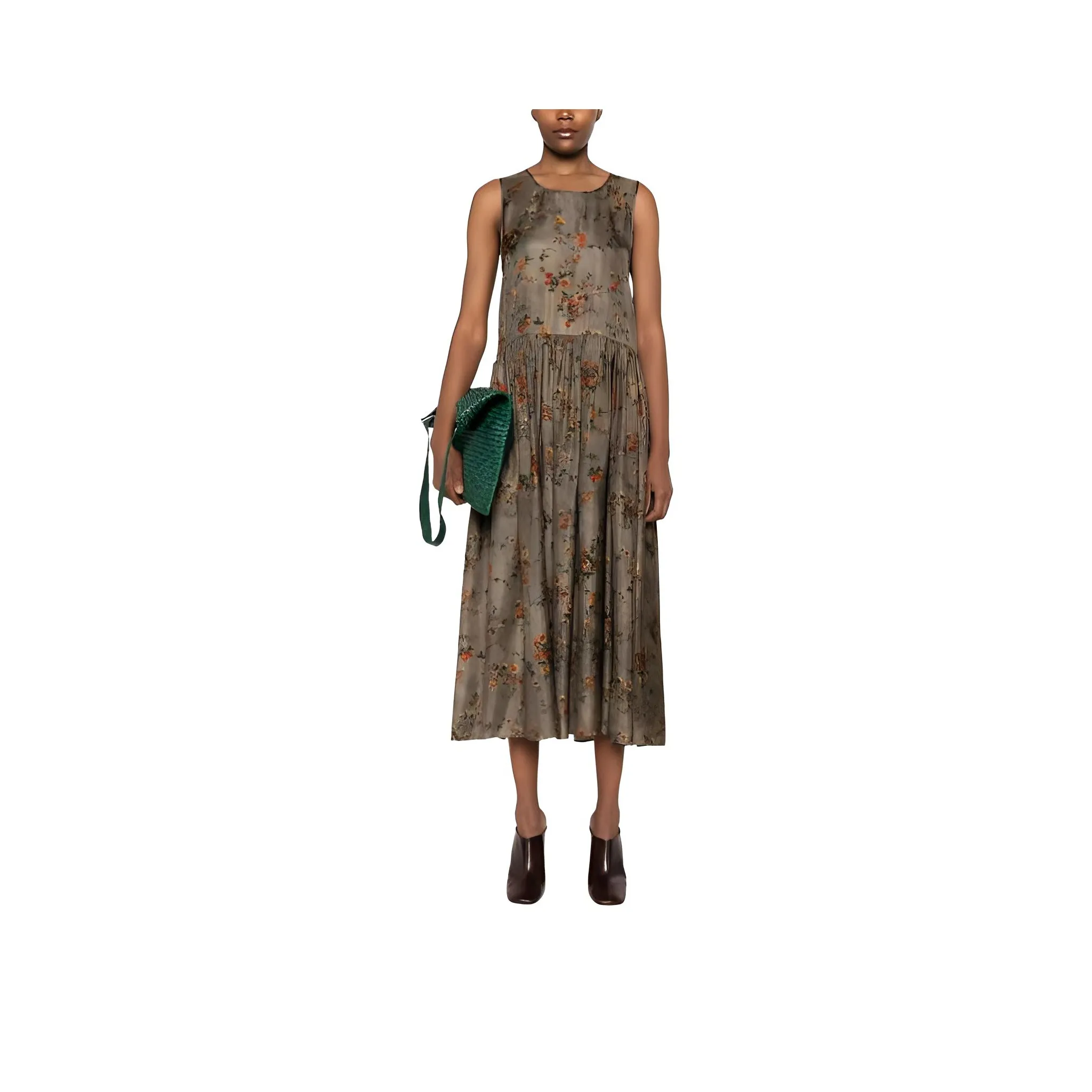 UMA WANG Floral Printed Sleeveless Midi Dress