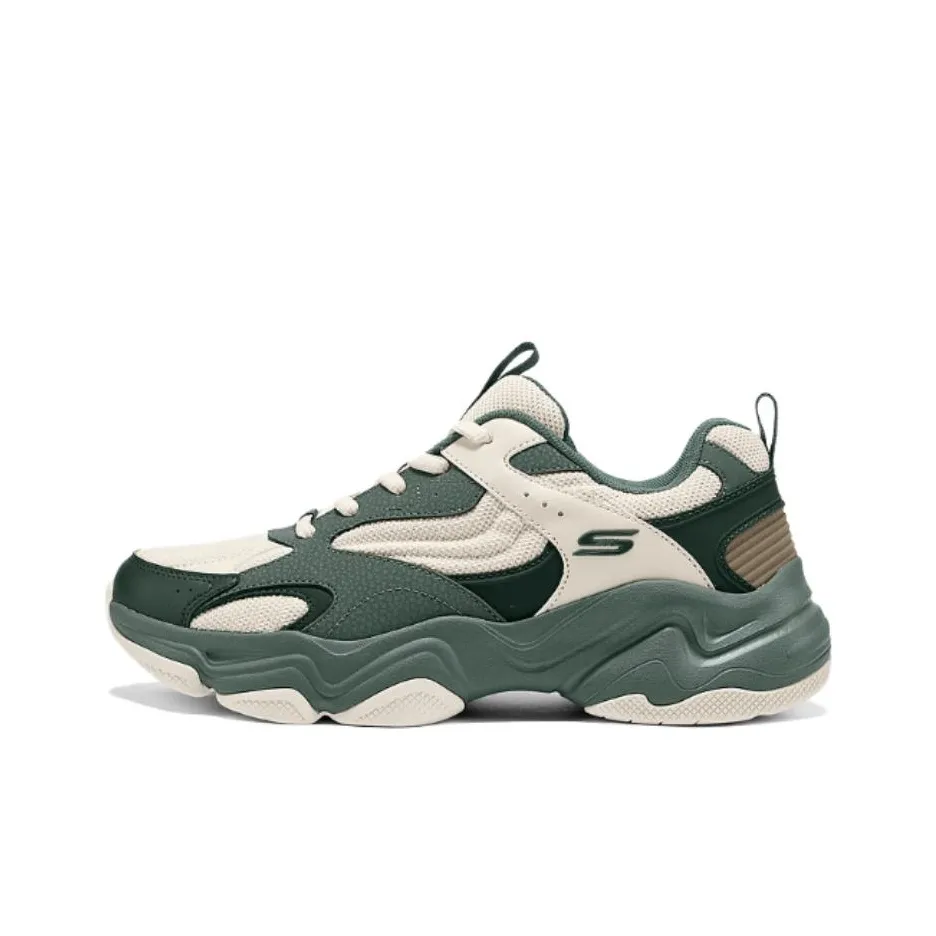 Skechers Дышащий Легкий Увеличение Высоты Низкий Топ Кроссовки с Толстой Подошвой Мужской Зеленый