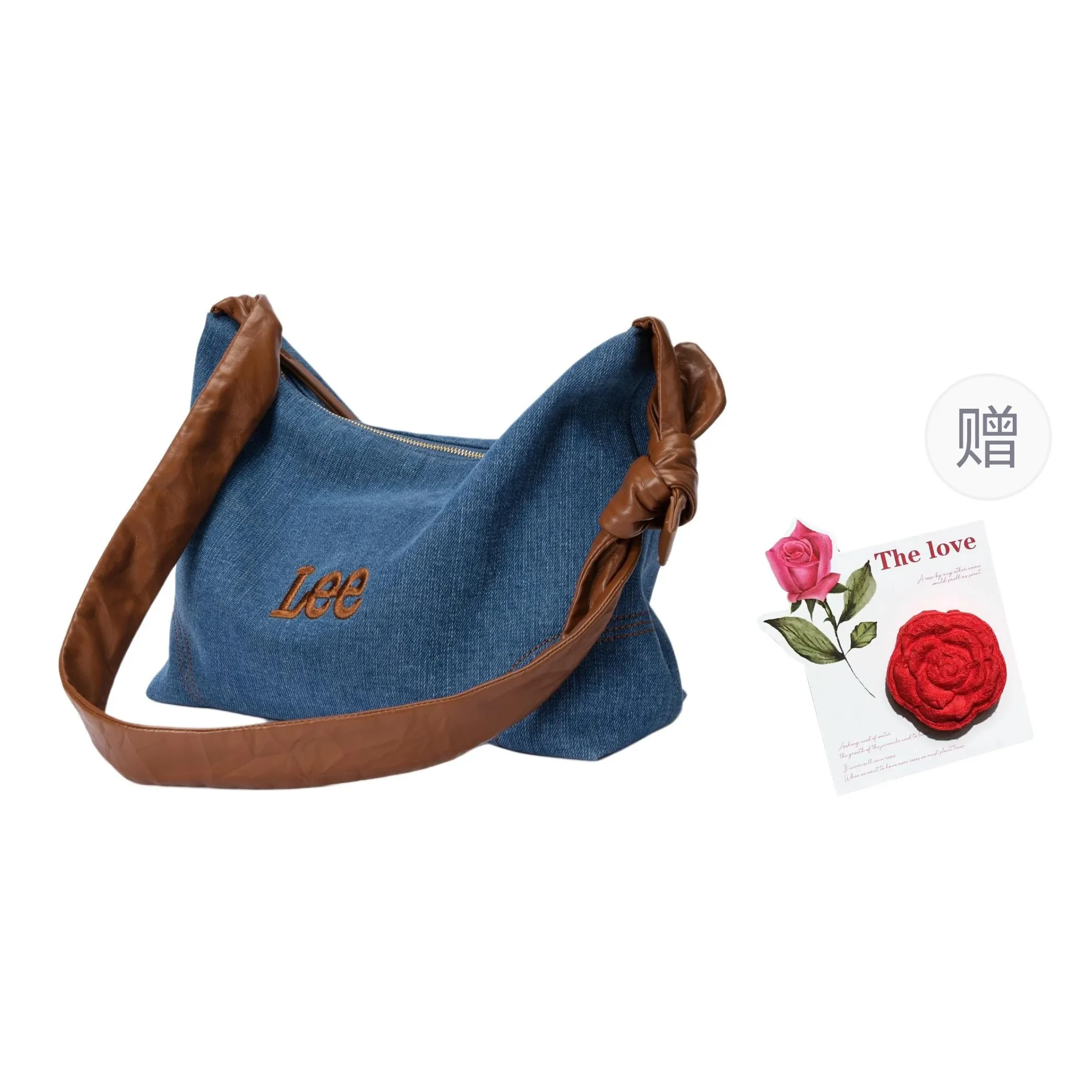 Lee Fabric+Artificial Leather Crossbody Bags Tubas Women's Denim Blue