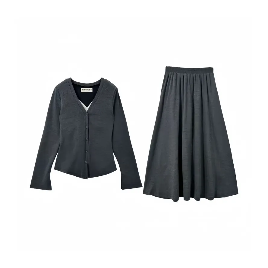 ZWTX STUDIO Skirt Set Women's Gray