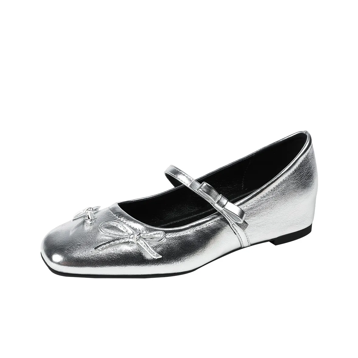 Beijiani Плоская подошва Туфли Мэри Джейн Женские Серебряные