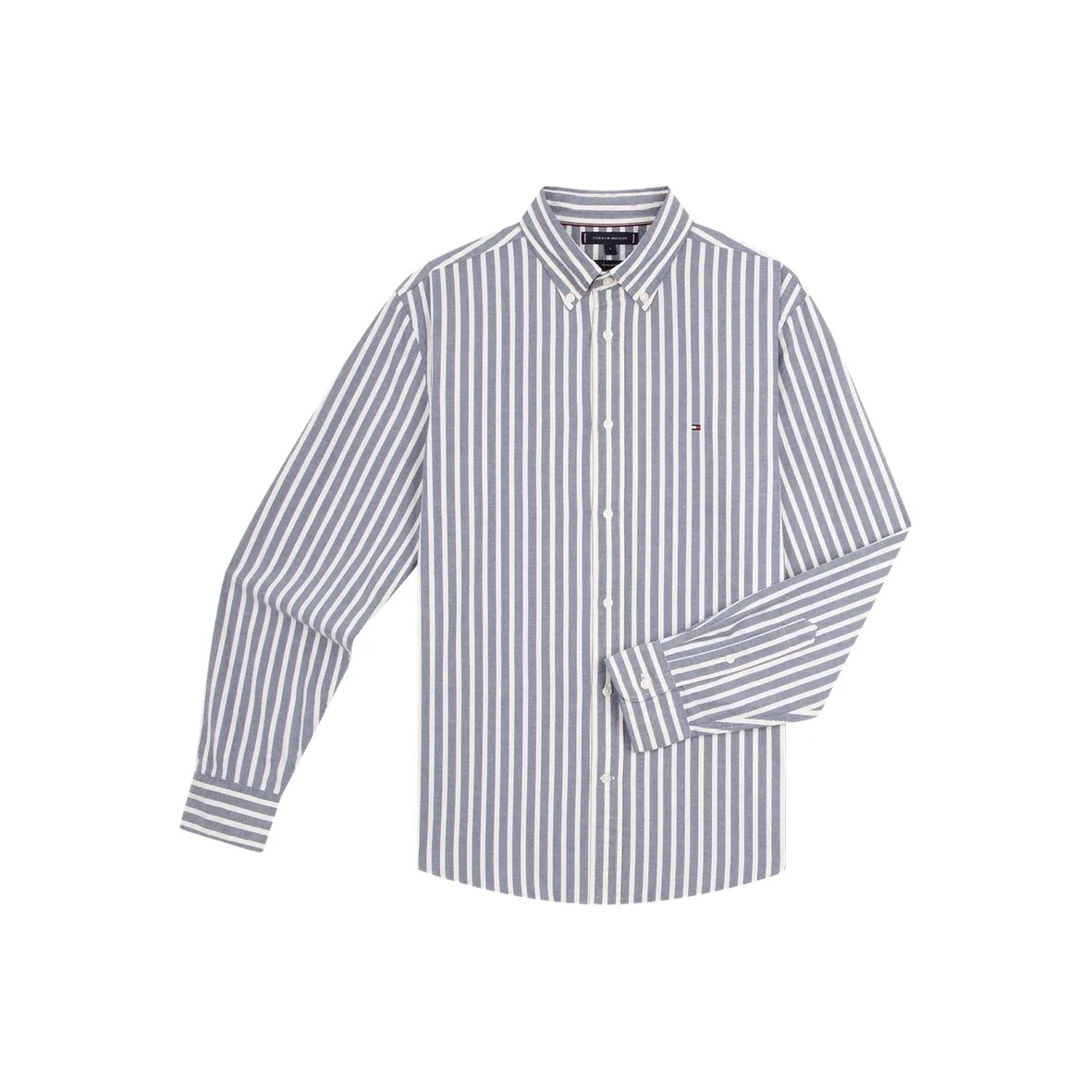 Tommy Hilfiger Серый Синий Белый Полосы 0A4 Мужские Рубашки