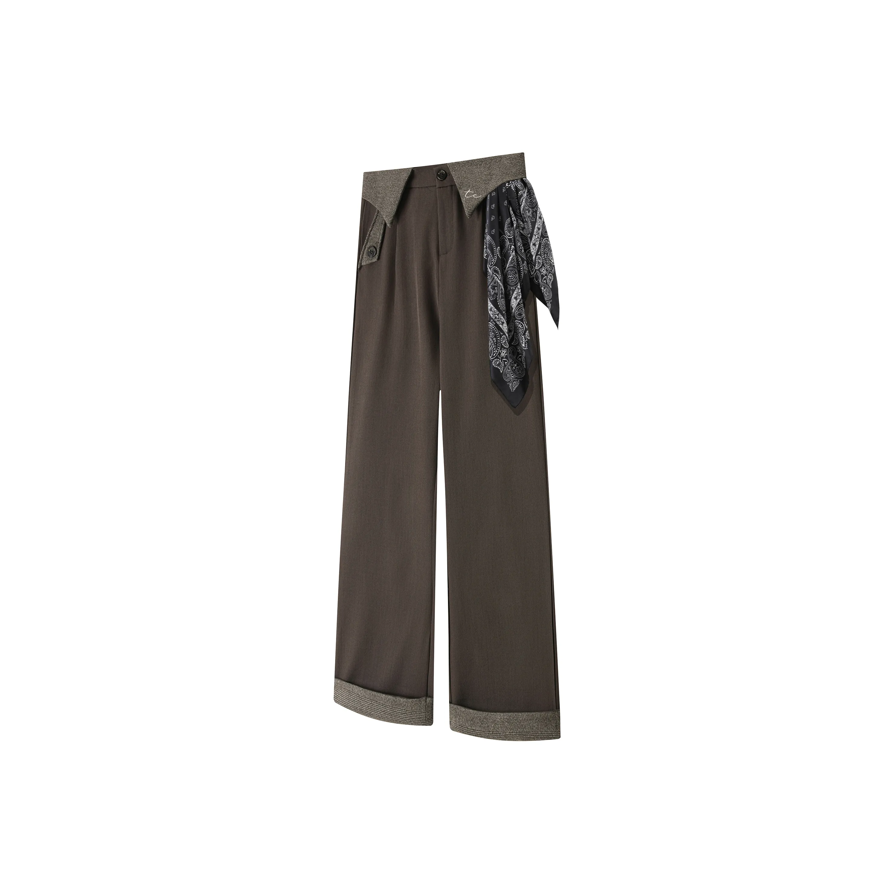 SANTASTIC Brown no Шелк Шарф Унисекс Костюм Брюки