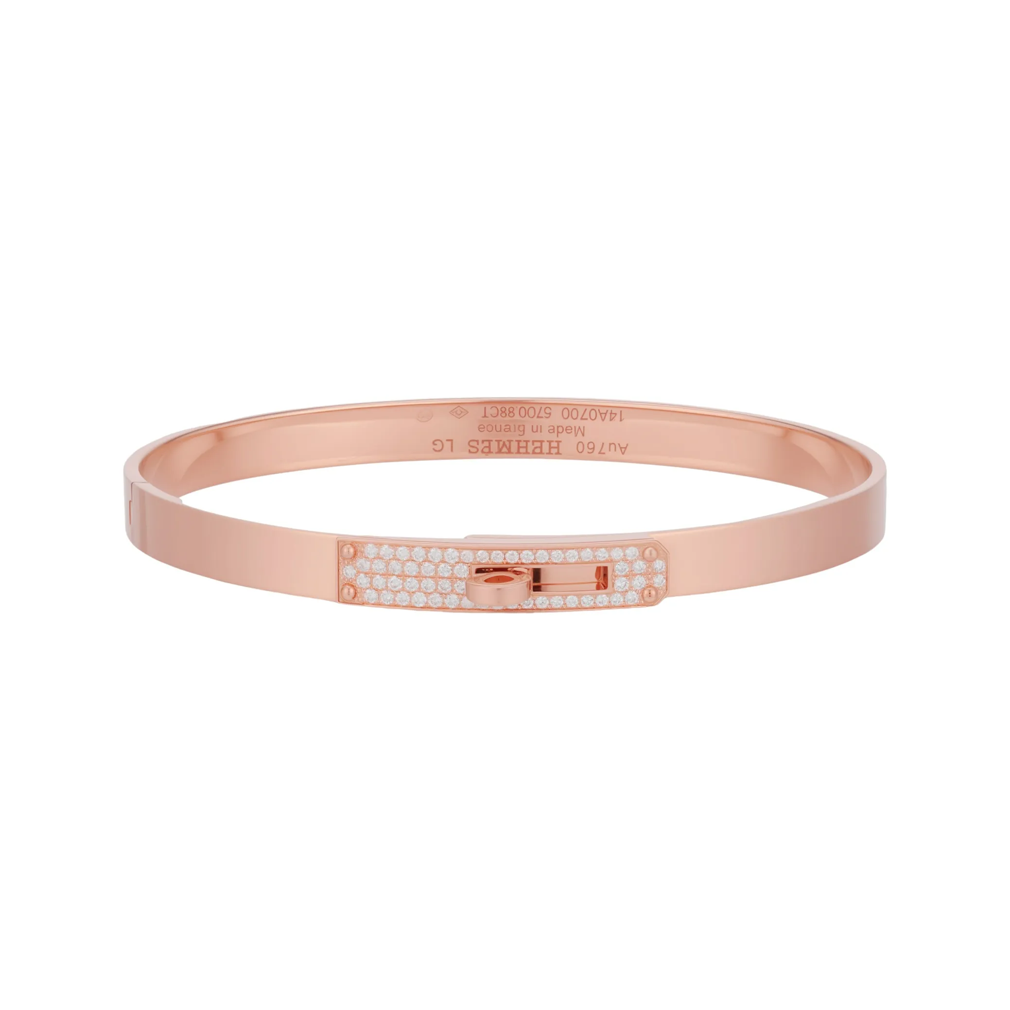 HERMES Kelly 18K Rose Gold Bangles Women's