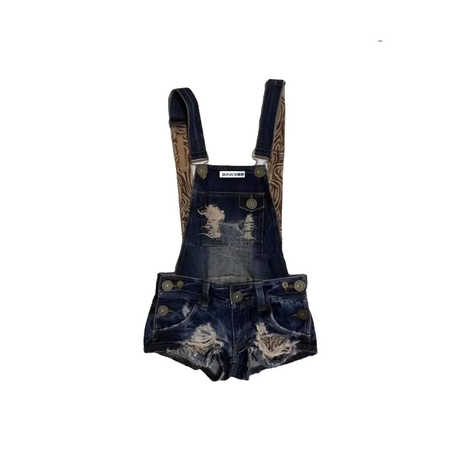 7 SEVFUN Винтажный синий комбинезоны [съемный] женские джинсовые шорты